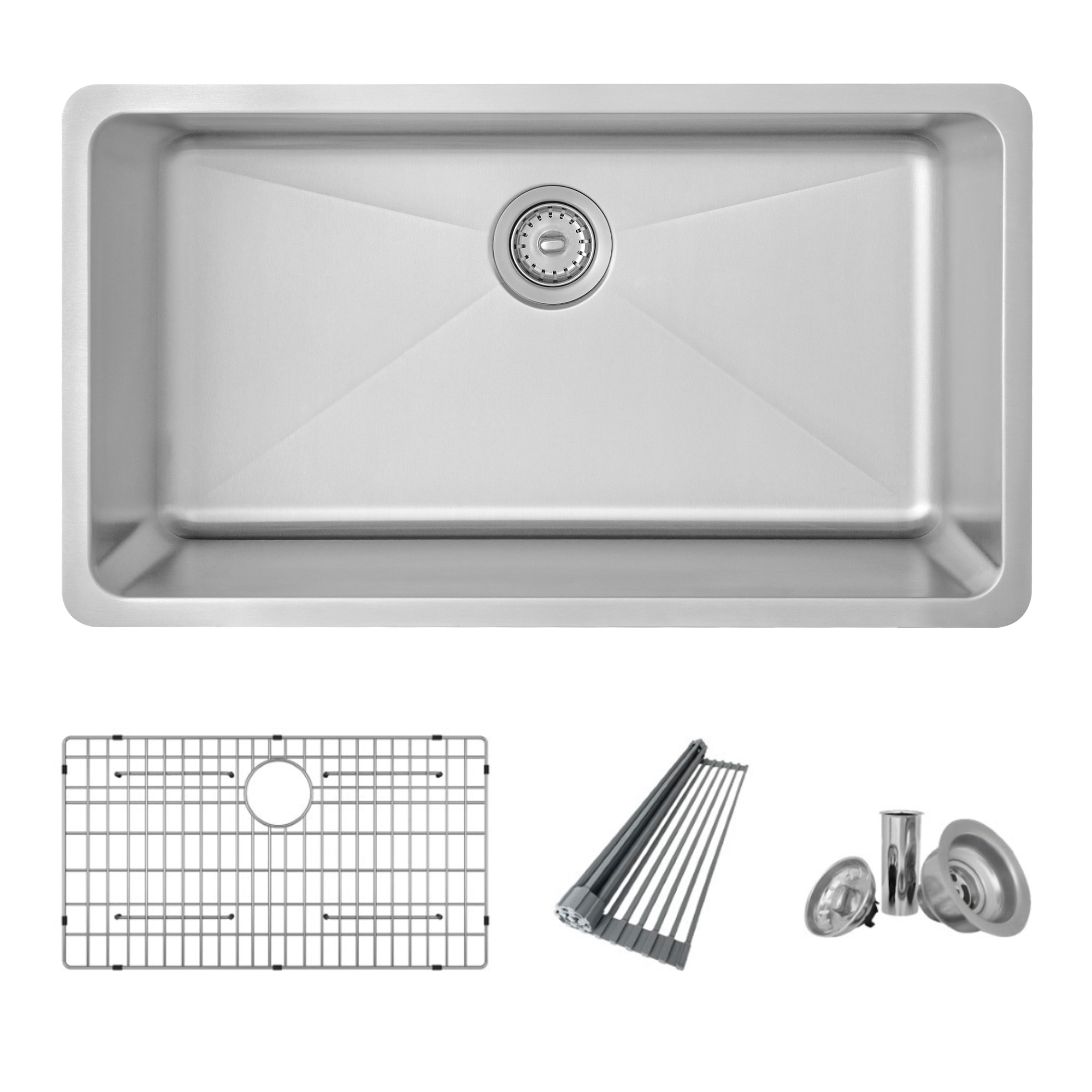 Azuni C132 Lorient Drop-in or undermount 32-in x 18-in Stainless steel Single bowl 16 -Gauge Kitchen Sink
