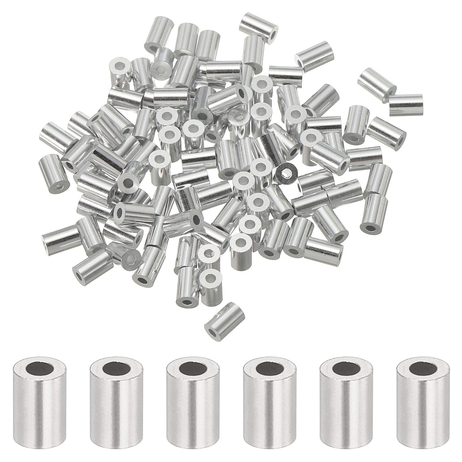 Unique Bargains 1/16 Inch 1.2mm Aluminum Crimping Loop Sleeve Wire Rope Stop Sleeve Round Crimp Ferrules for Wire Rope and Cable Ferrule Silver 100pcs #S26042400UX5592