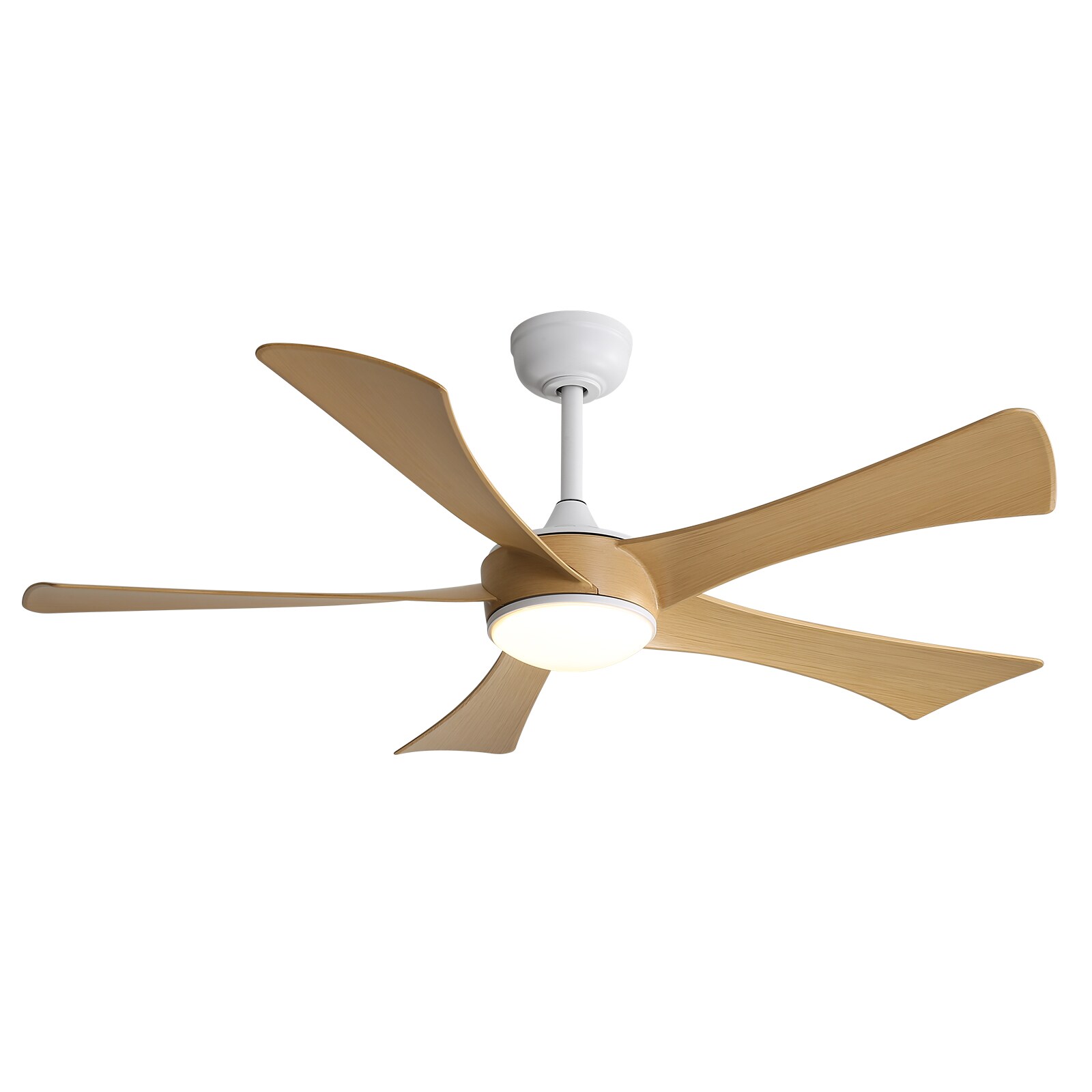 52'' White and Light Brown Low Profile Ceiling Fan with Remote
