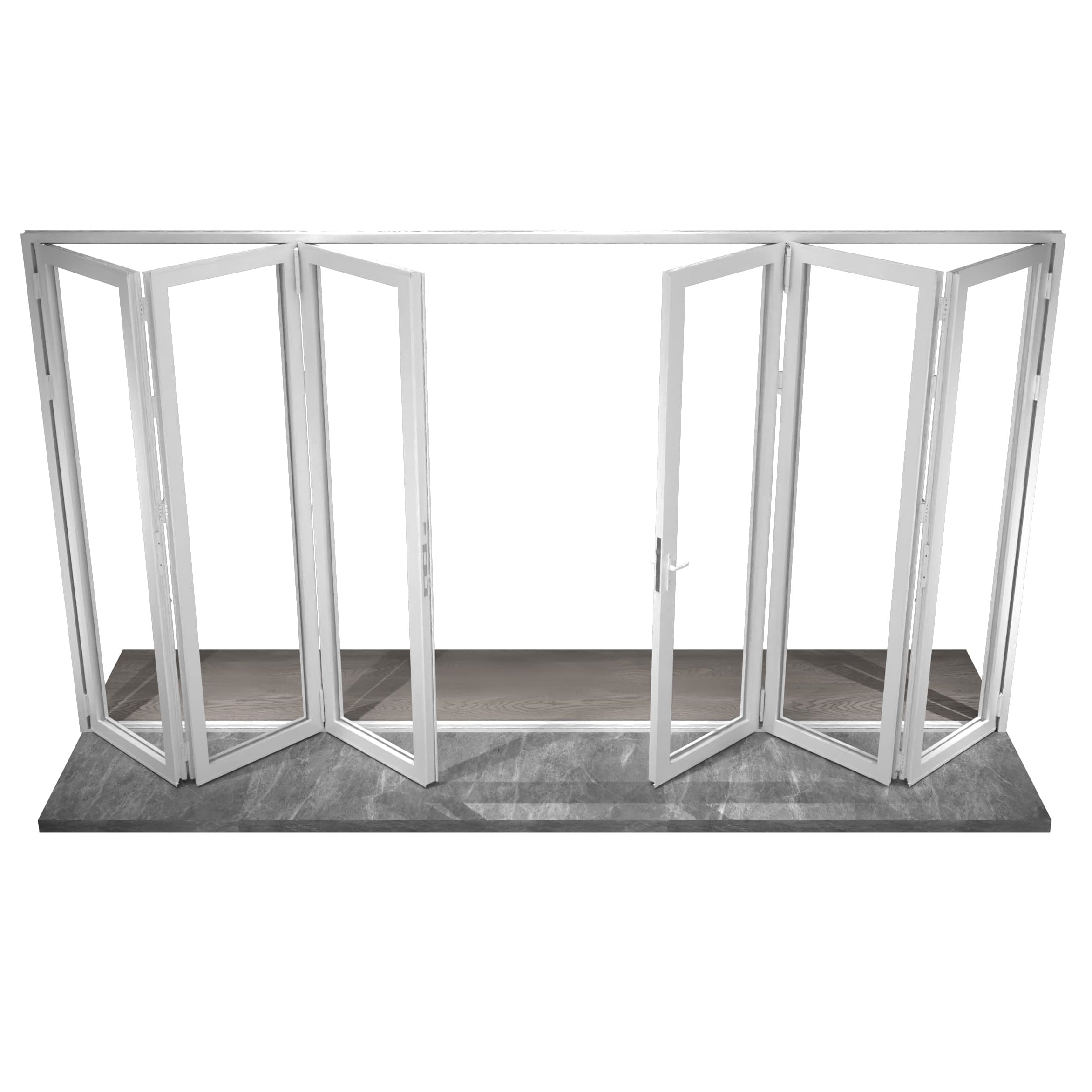 Eris WFO-19280-3R3L Folding patio door 192-in x 80-in x 3-in Jamb Low-E argon Clear glass , White Aluminum Universal Folding Patio Door