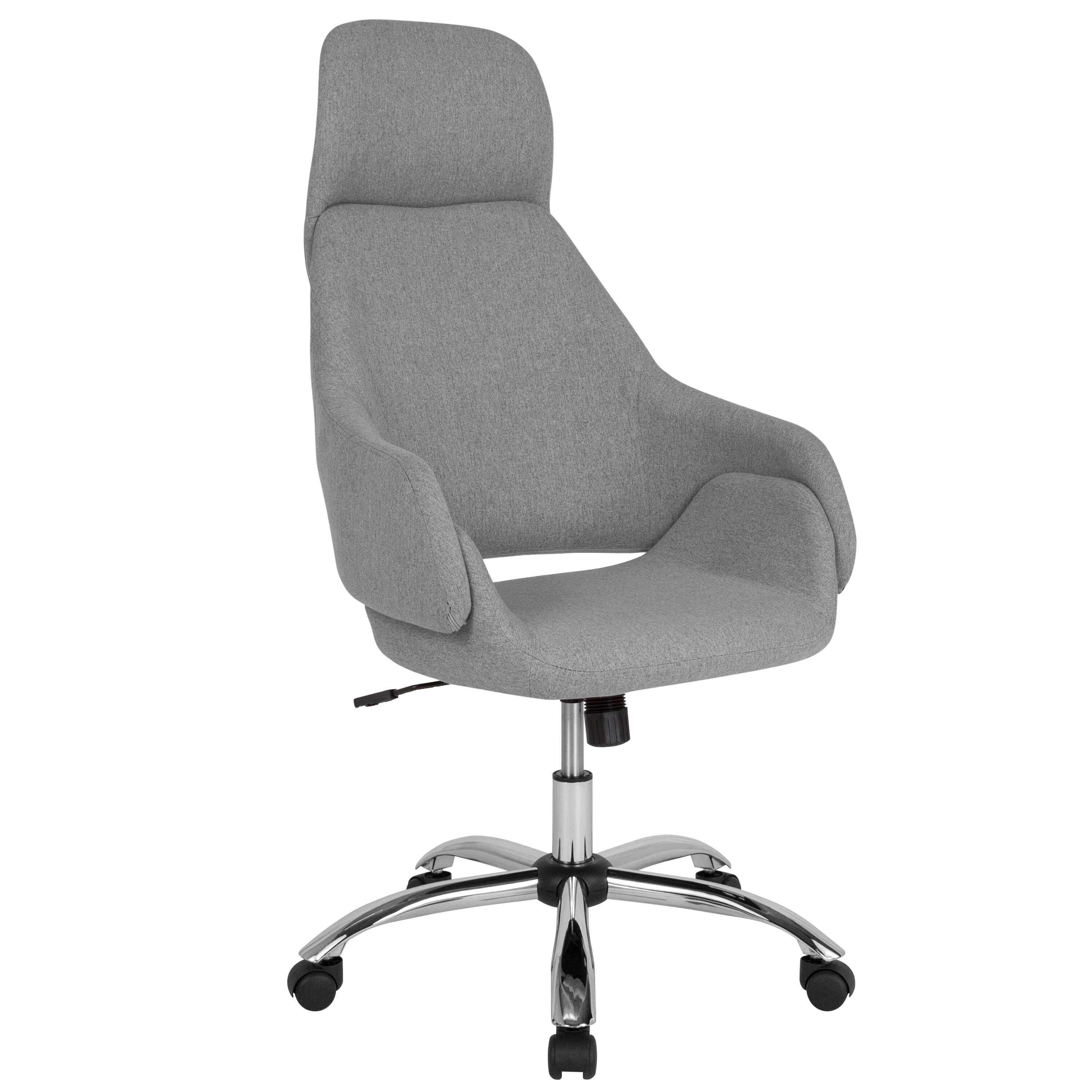 Flash Furniture 889142336358 Marbella Light Gray Fabric Contemporary Adjustable Height Swivel Upholstered Executive Chair