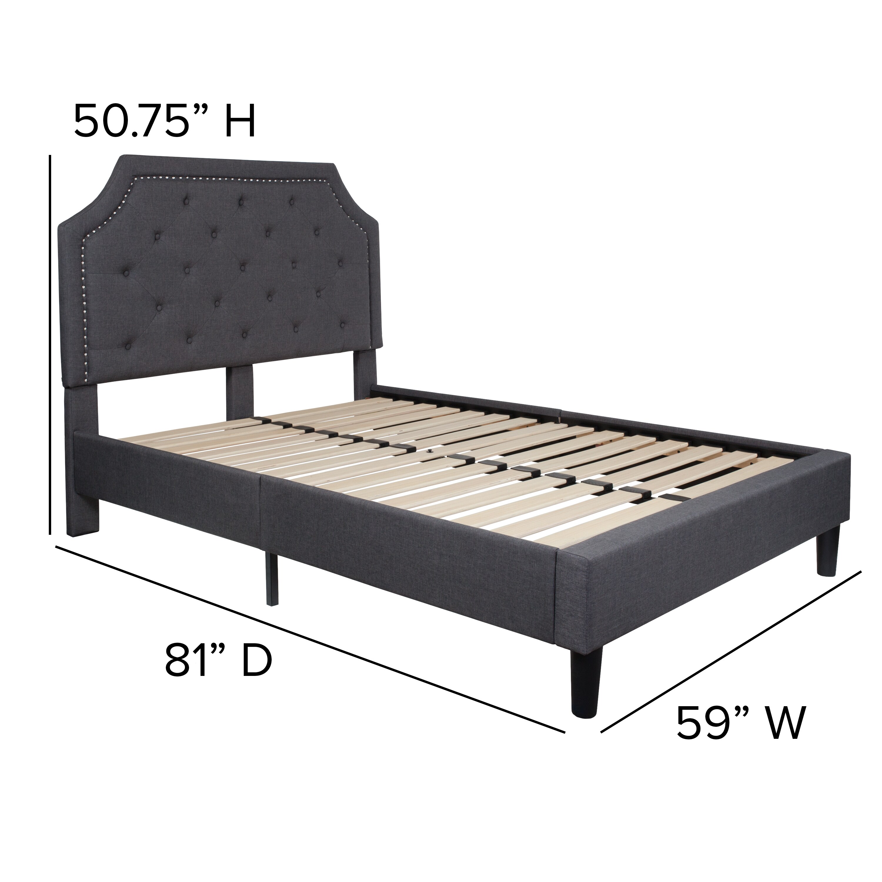 Flash Furniture Brighton Dark Gray Full Upholstered Platform Bed in the ...