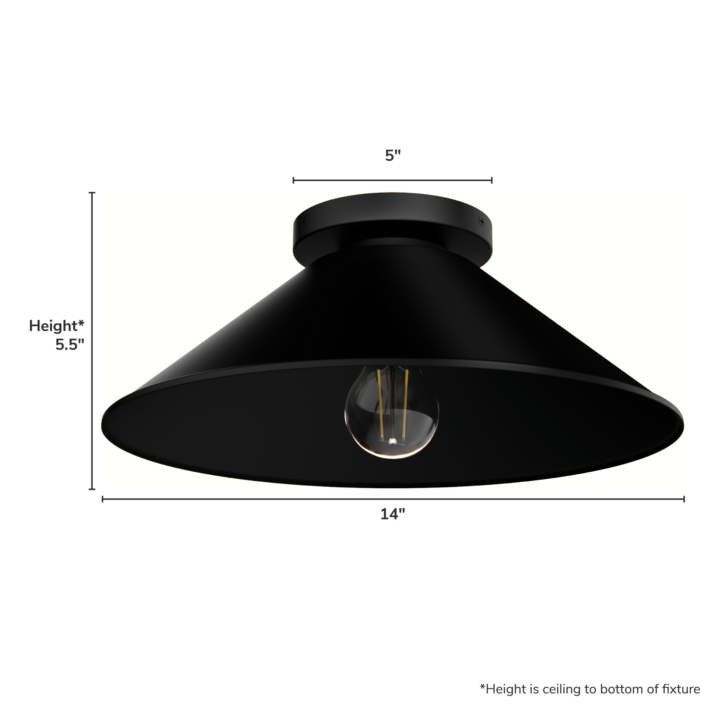 Matte Black Aluminum 14-inch Indoor/Outdoor Flush Mount Light