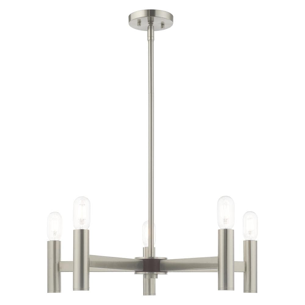 Livex Lighting 51135-91 Copenhagen 5 -Light Brushed Nickel Mid-century For Use in Bathrooms, Bedrooms, Dining Rooms, Foyers, Kitchens, Living Rooms Chandelier