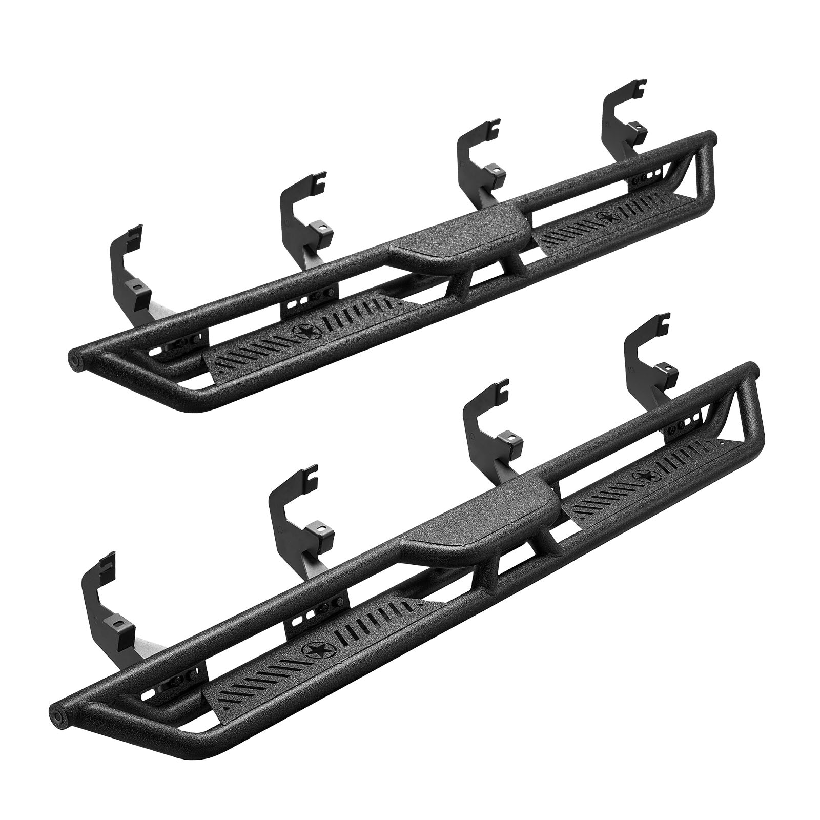 VEVOR Running Boards 6 Inches Side Steps Compatible with 2019-2025 Chevy Silverado/GMC Sierra 1500 Crew Cab 2020-2025 Chevy Silverado/GMC Sierra 2500HD 3500HD Crew Cab Black Carbon Steel Nerf Bars