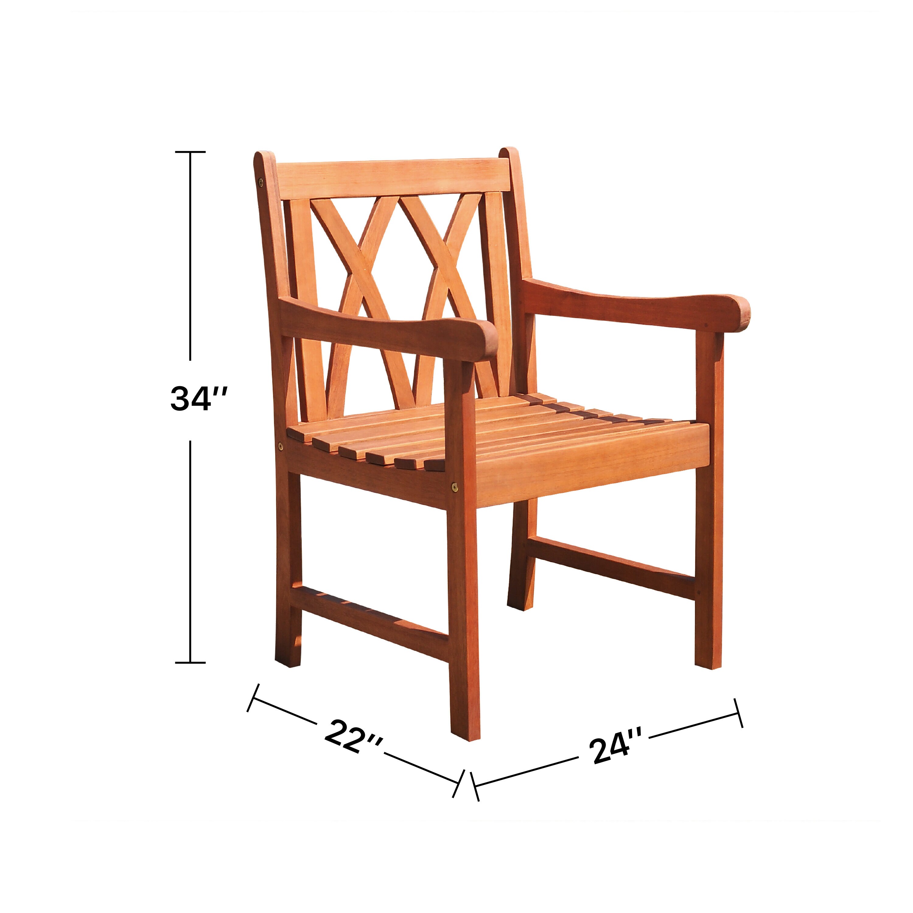 AZEN Malibu Reddish Brown Wood Frame Stationary Dining Chair with Slat ...