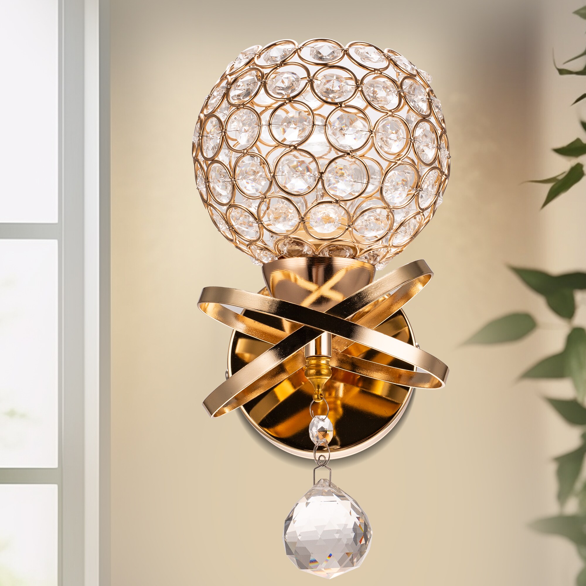 YANSUN L-WL042G 5.5-in W 1 -Light Gold Mid-century Wall Sconce