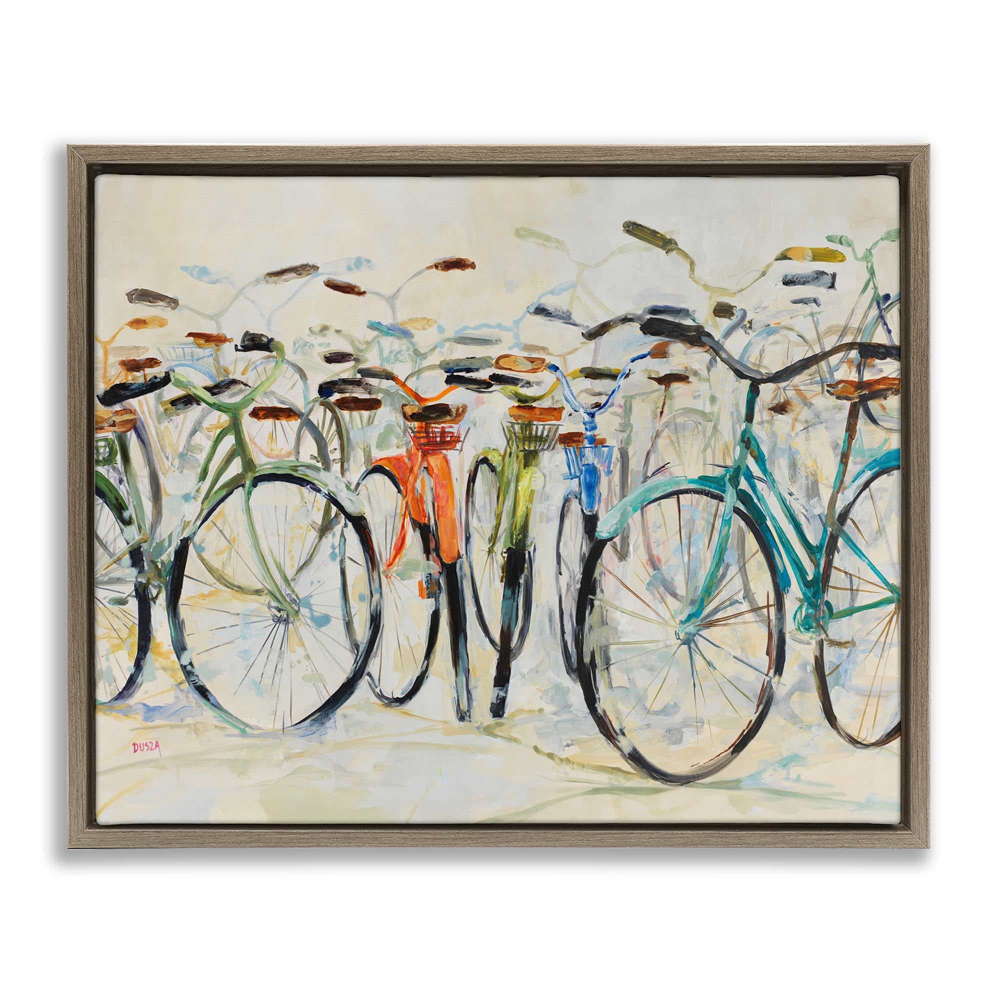 Stupell Industries BS-801-FFE-16X20 Abstract Expressive Bicycles Brown Framed Floater Canvas Wall Art By Dusza 21 x 17