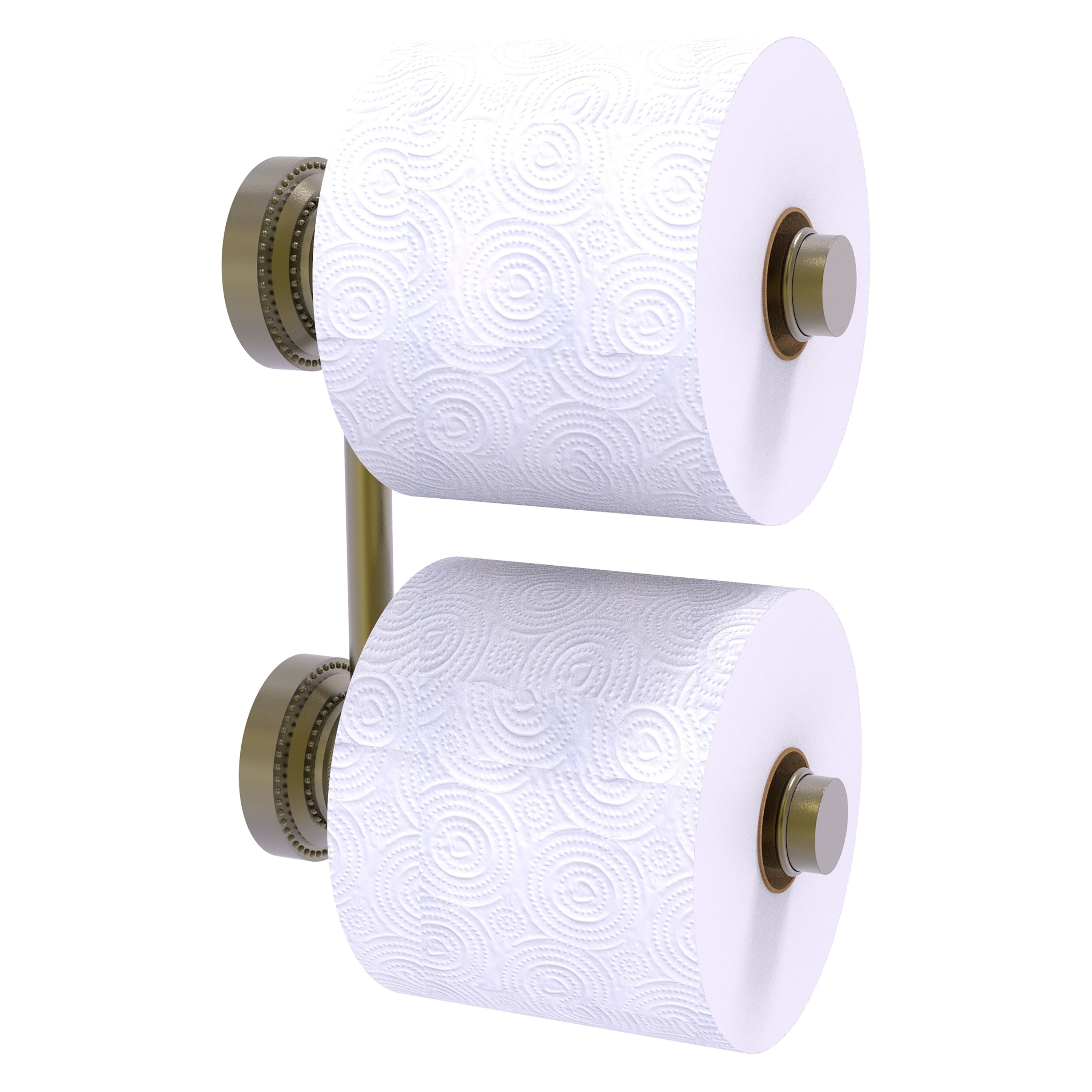 Allied Brass DT-24-RR-2-ABR Dottingham Antique Brass Wall mount Double post Toilet Paper Holder 2 -Rolls with Storage