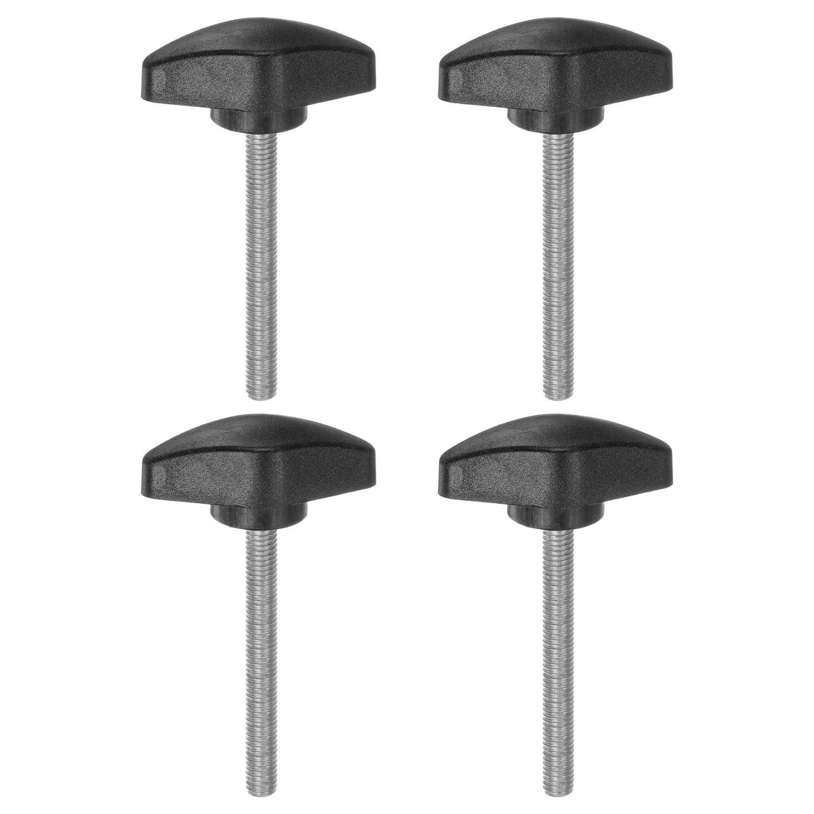 Harfington 4pcs Tee Wing Knobs Thumb Screws M5 x 50mm Standard Male Thread Plastic T Knobs Handles Hand Clamping Thumbscrew Black