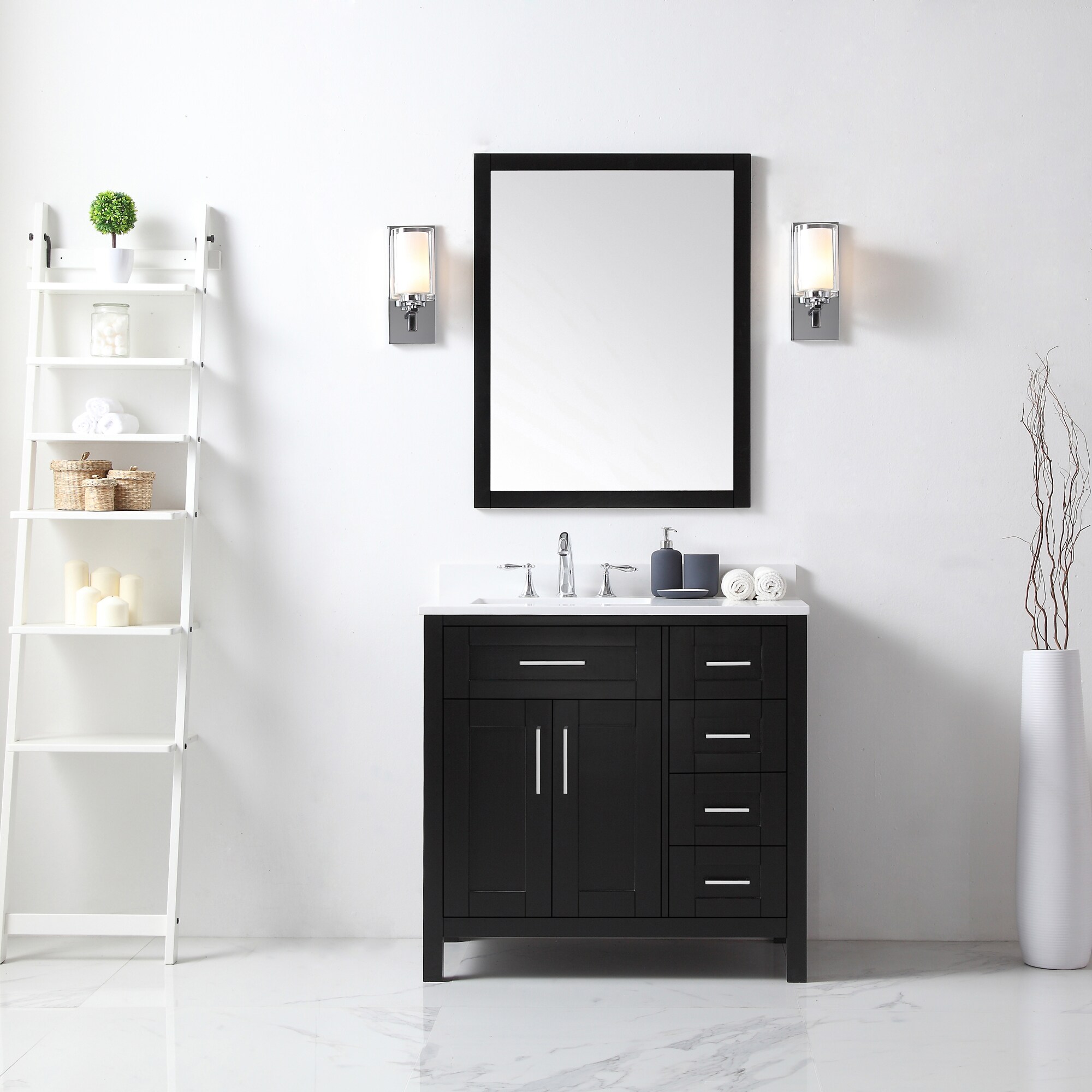 OVE Decors Tahoe 36-in Espresso Undermount Single Sink Bathroom Vanity with White Engineered Stone Top