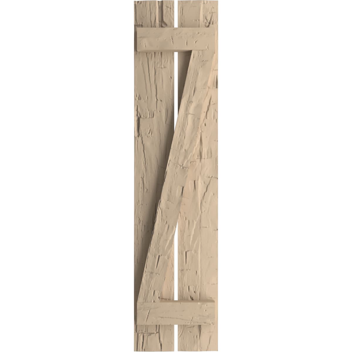 Ekena Millwork SHUBSZ11X52HHPR Timberthane 11.5-in W x 52-in H Hand Hewn Paintable/Stainable Farmhouse Spaced with z-bar Exterior Shutters ( 2 -Pack )
