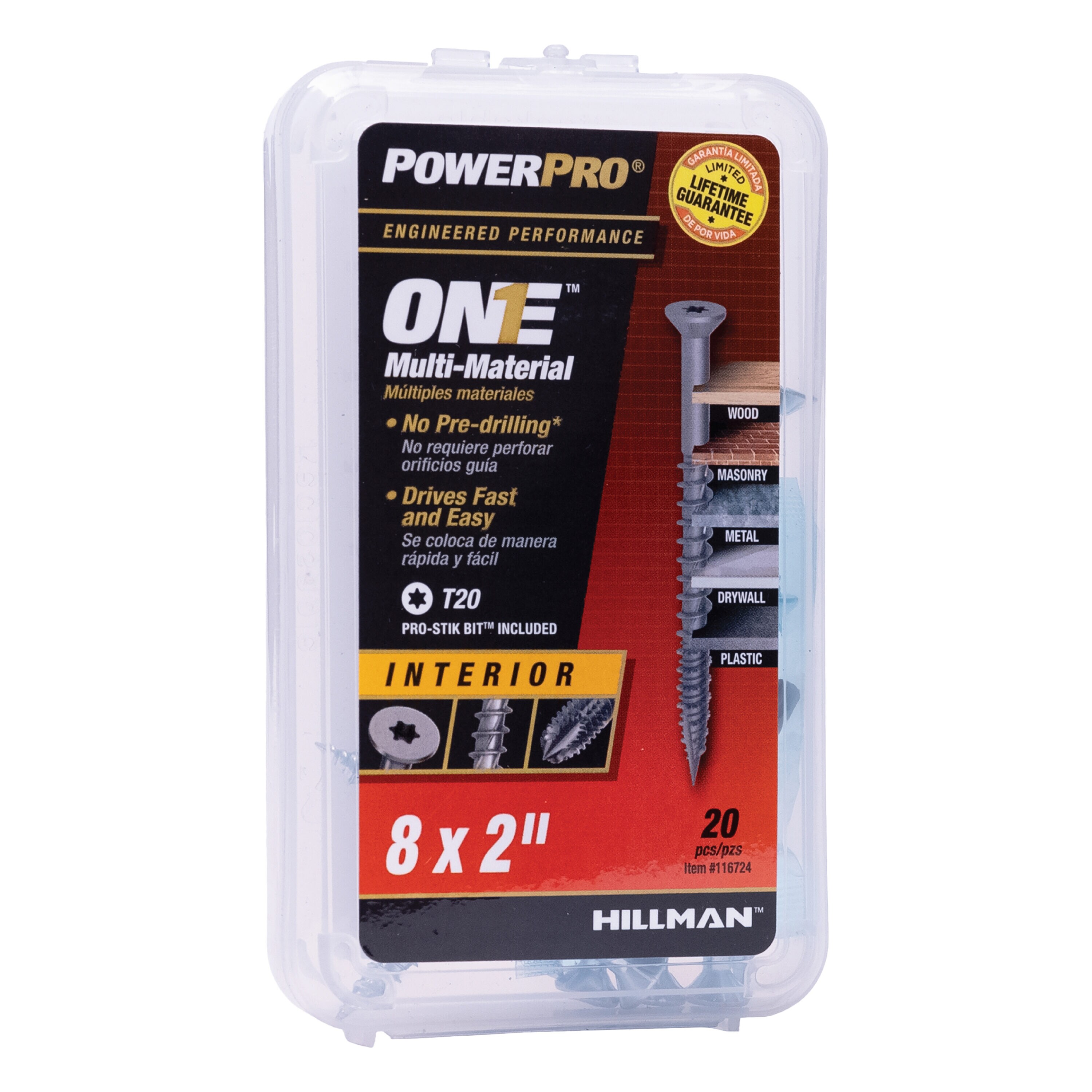 Power Pro 116724 One #8 x 2-in Zinc-plated Interior Wood screws ( 20 -Per Box )
