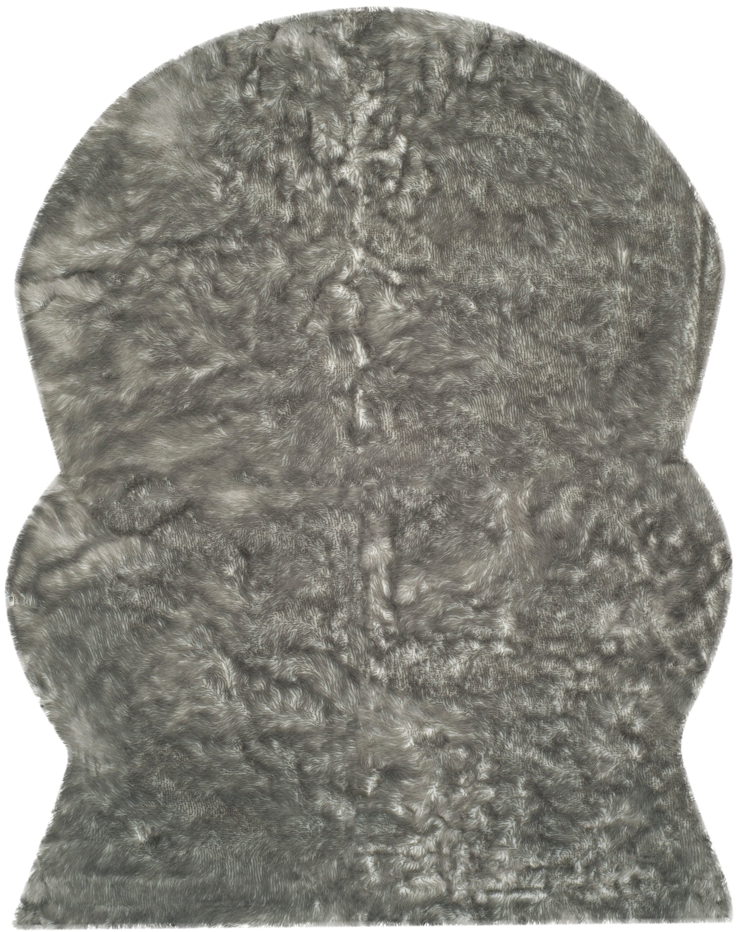 Safavieh FSS118B-8 Faux Sheep Skin Cenise 8 x 10 (ft) Loomed Synthetic Dark Gray Irregular Indoor Solid Area rug