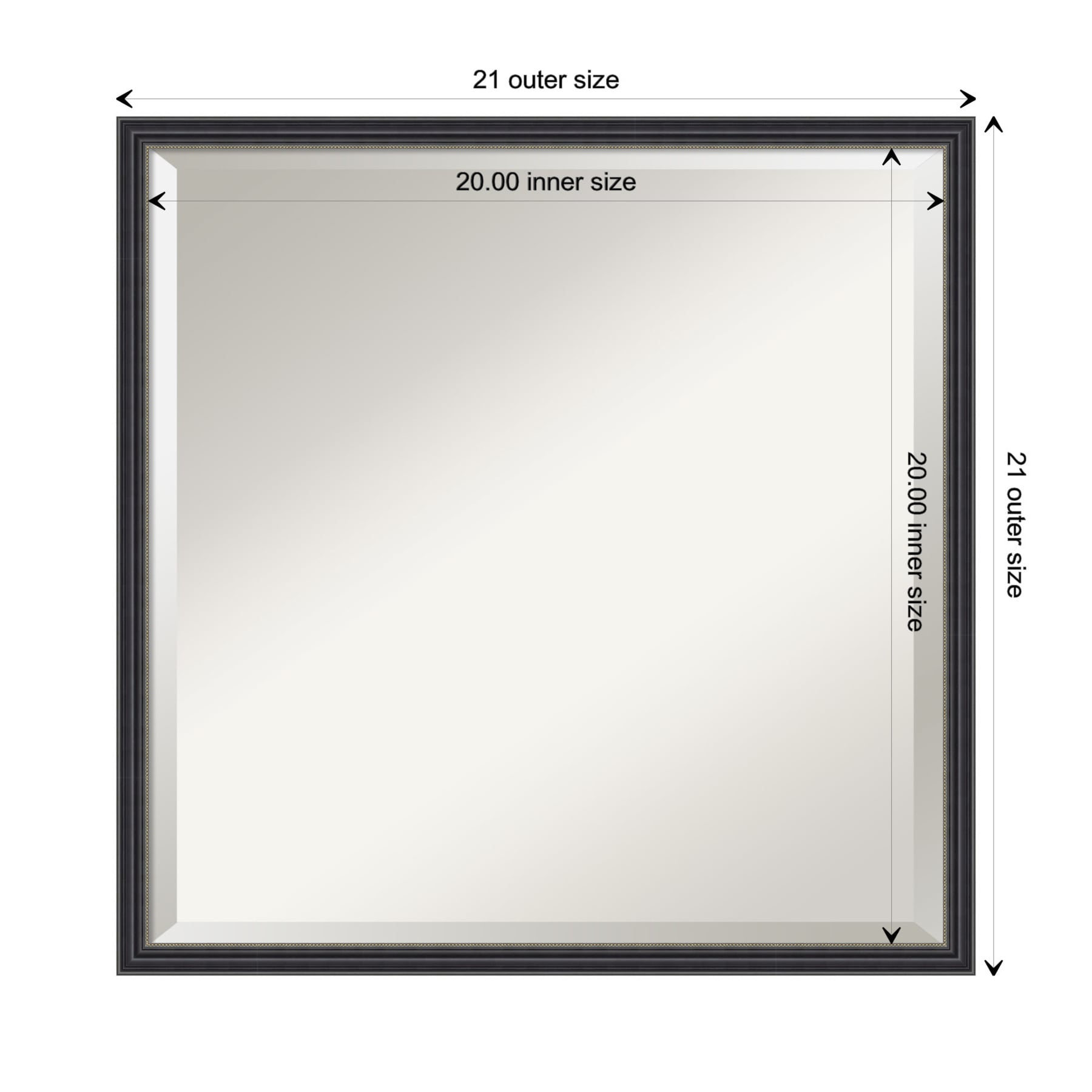 Stylish Black Fir Wood Square Vanity Mirror