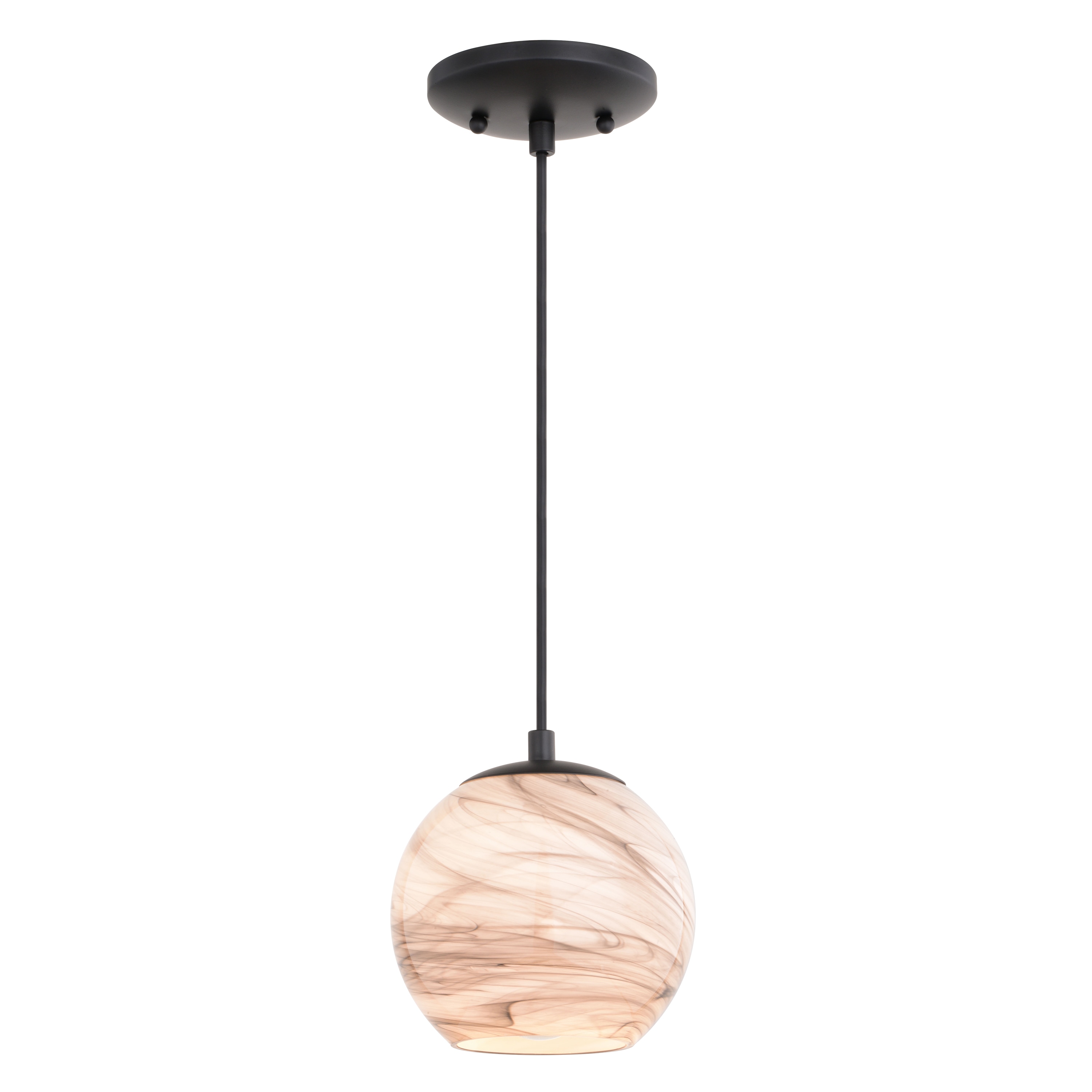 Cascadia P0407 Milano 1 -Light Matte Black Transitional Tinted glass Globe Mini Hanging Pendant light