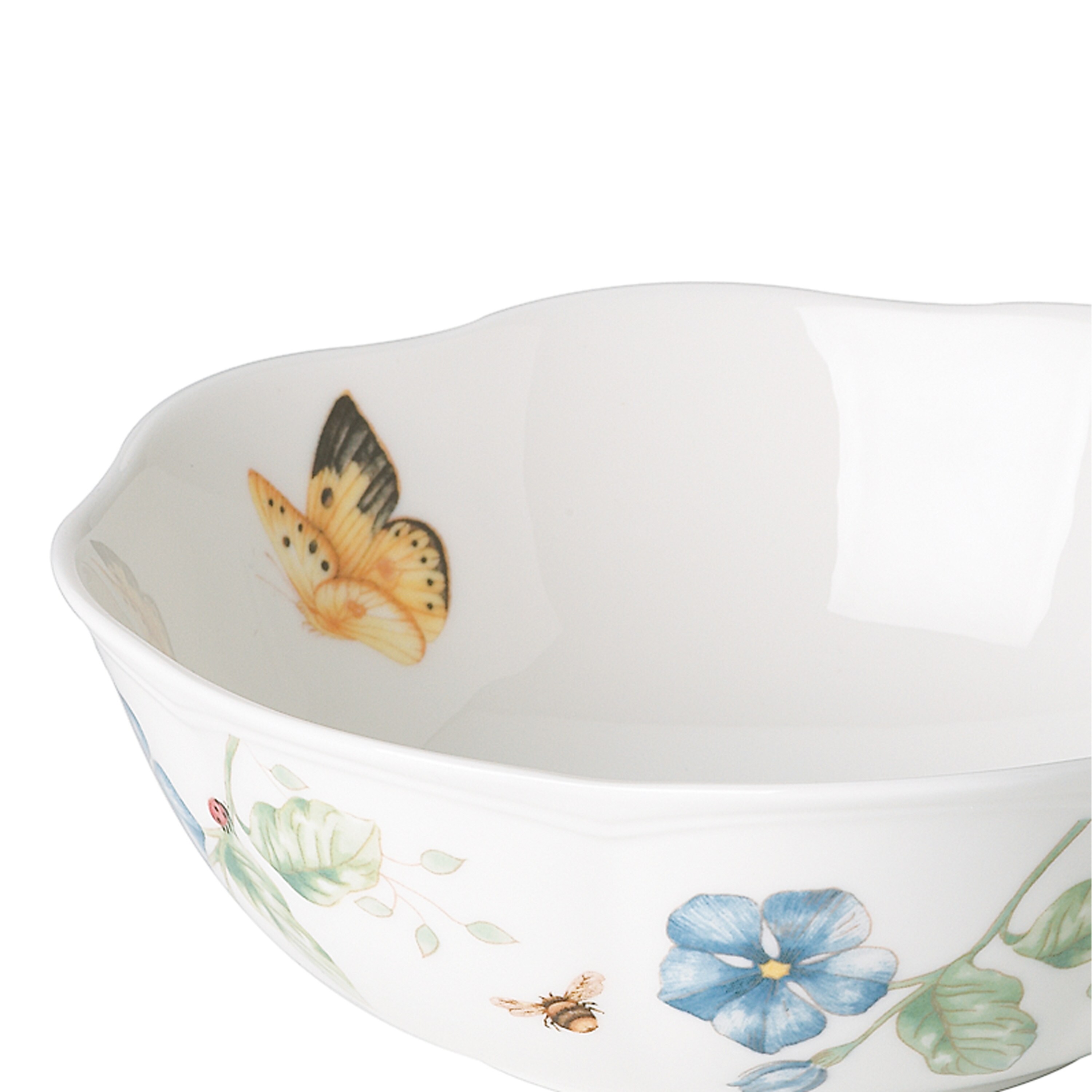 Butterfly Meadow White Ceramic All-Purpose Bowl Set (Set of 4)