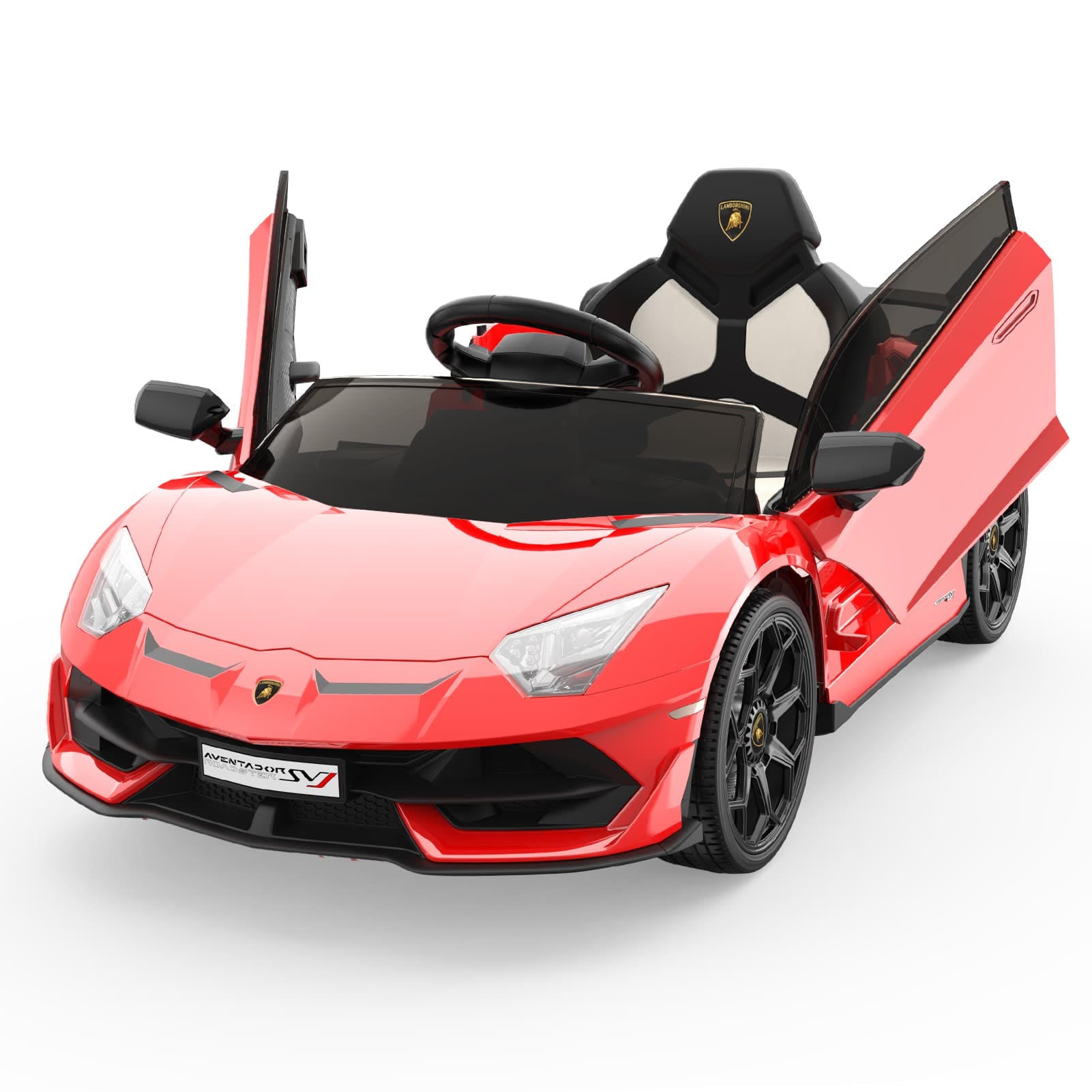 Qeetex TCPTO0Y59SI4A 12V Licensed Lamborghini Kids Electric RideOn Car With Remote Control LED Lights And Sound System Red