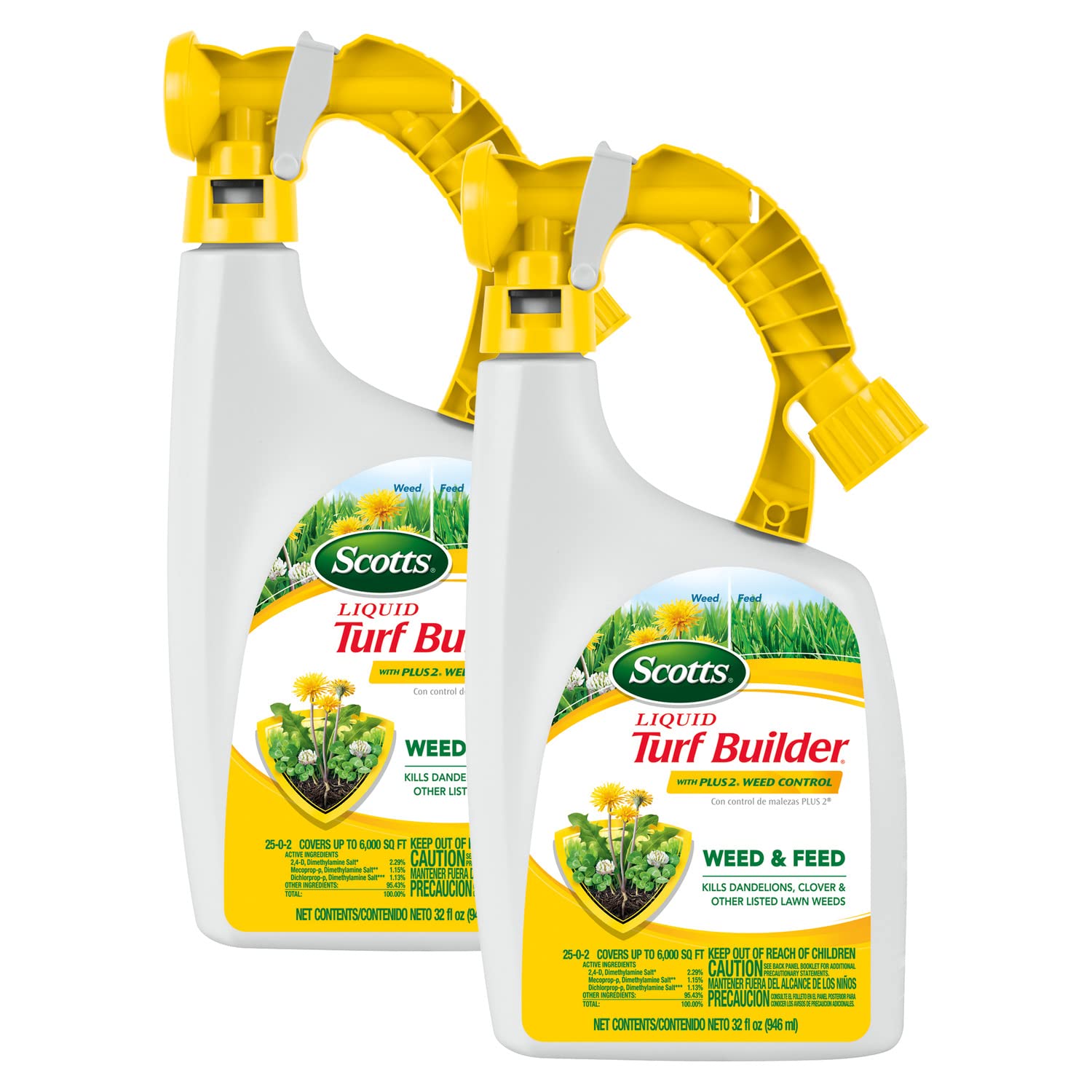 Scotts DIB-AI-717182QTY-2 Liquid Turf Builder with Plus 2 Weed Control - 32 fl. oz. Liquid Weed Killer and Fertilizer (2-Pack)