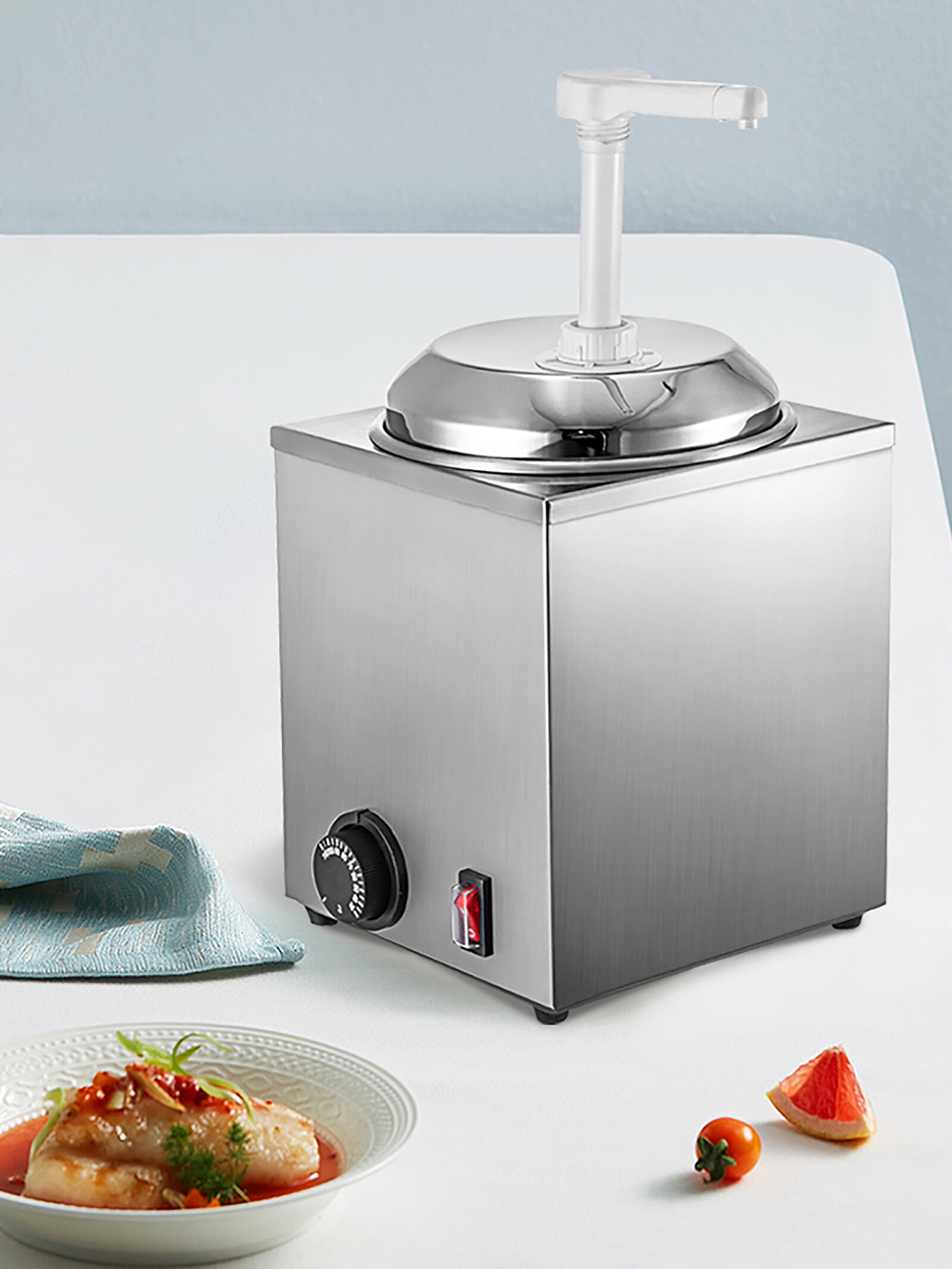 VEVOR Cheese Dispenser with Pump 2.4 Qt. Capacity Hot Fudge Warmer