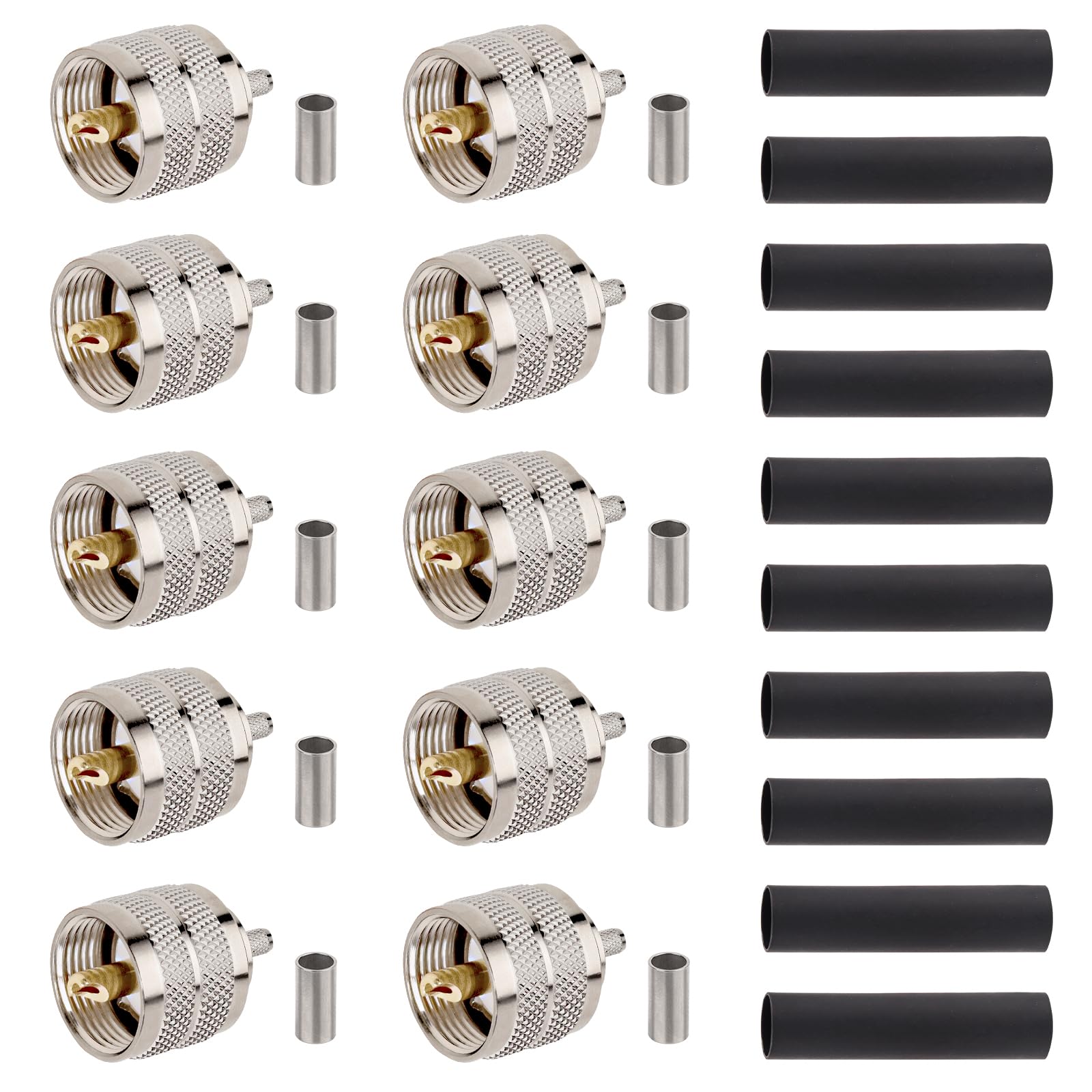 AKSCYZM  PL 259 UHF Male Plug Crimp Coax Connector Adapter for RG58 LMR195 RG400 3D FB KSR195 Cable Pack of 10 durable home and garden accessory