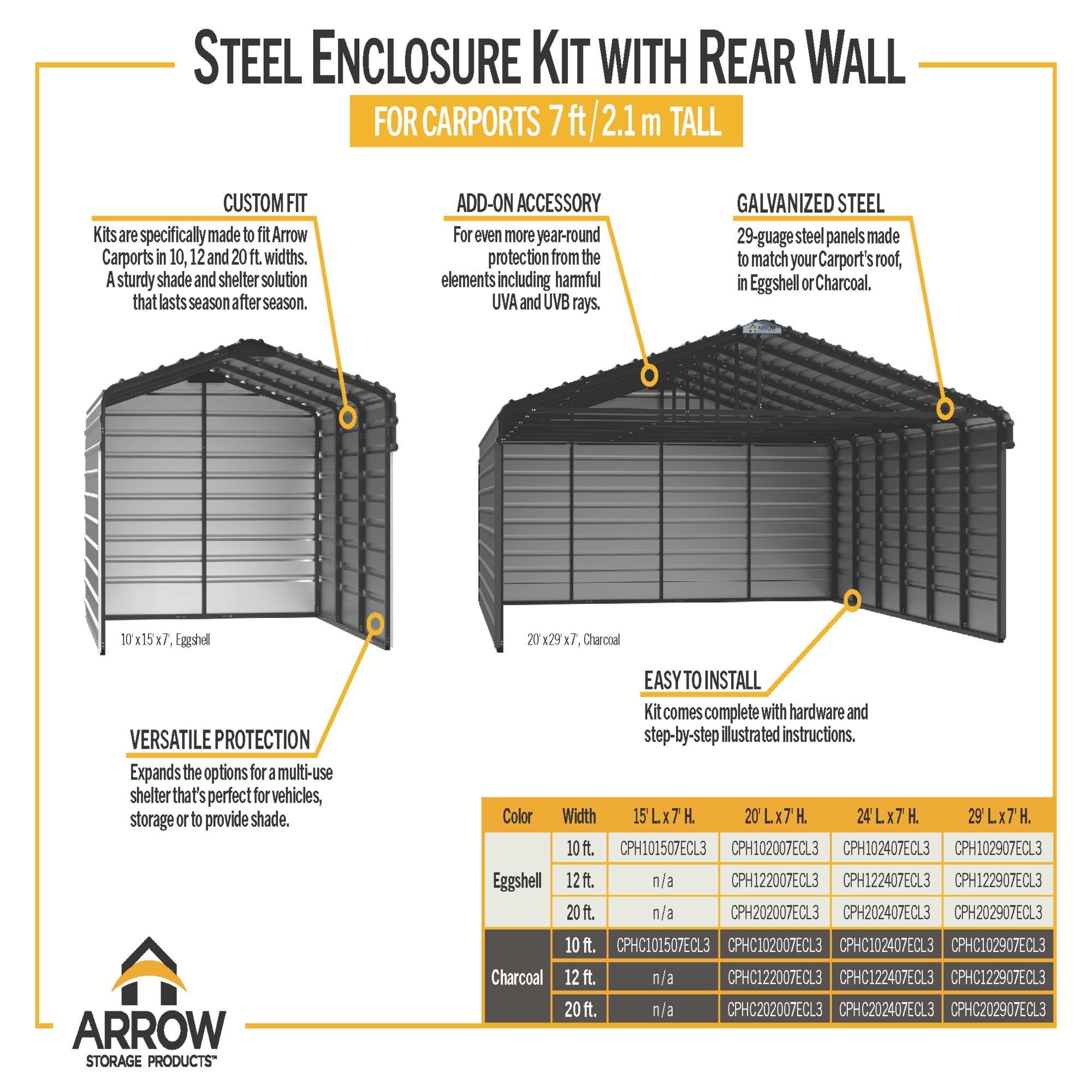 Arrow CPH122907ECL3 Carport-Covers - View #11