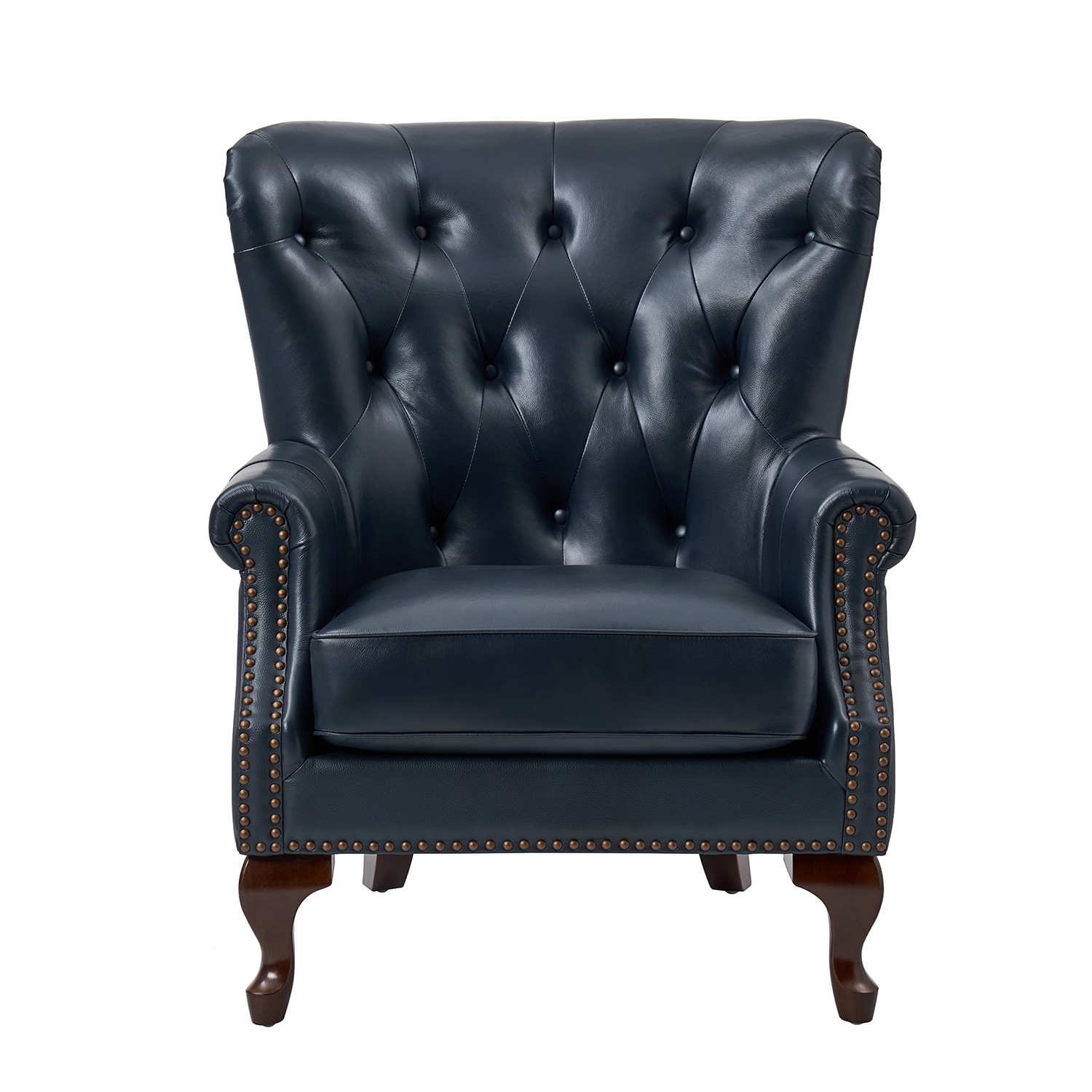 14 Karat Home - Raimund 31.5-in W Casual NAVY Leather Accent Armchair