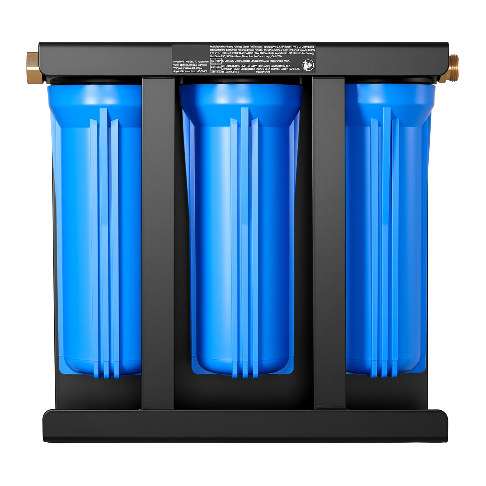 VEVOR RV Water Filtration System 3-Cartridge Water Filter System for Campers Remove Sediments Chlorine Bad Tastes Odors and Most Contaminants RV Filter with Bracket for RVs Boats Vans
