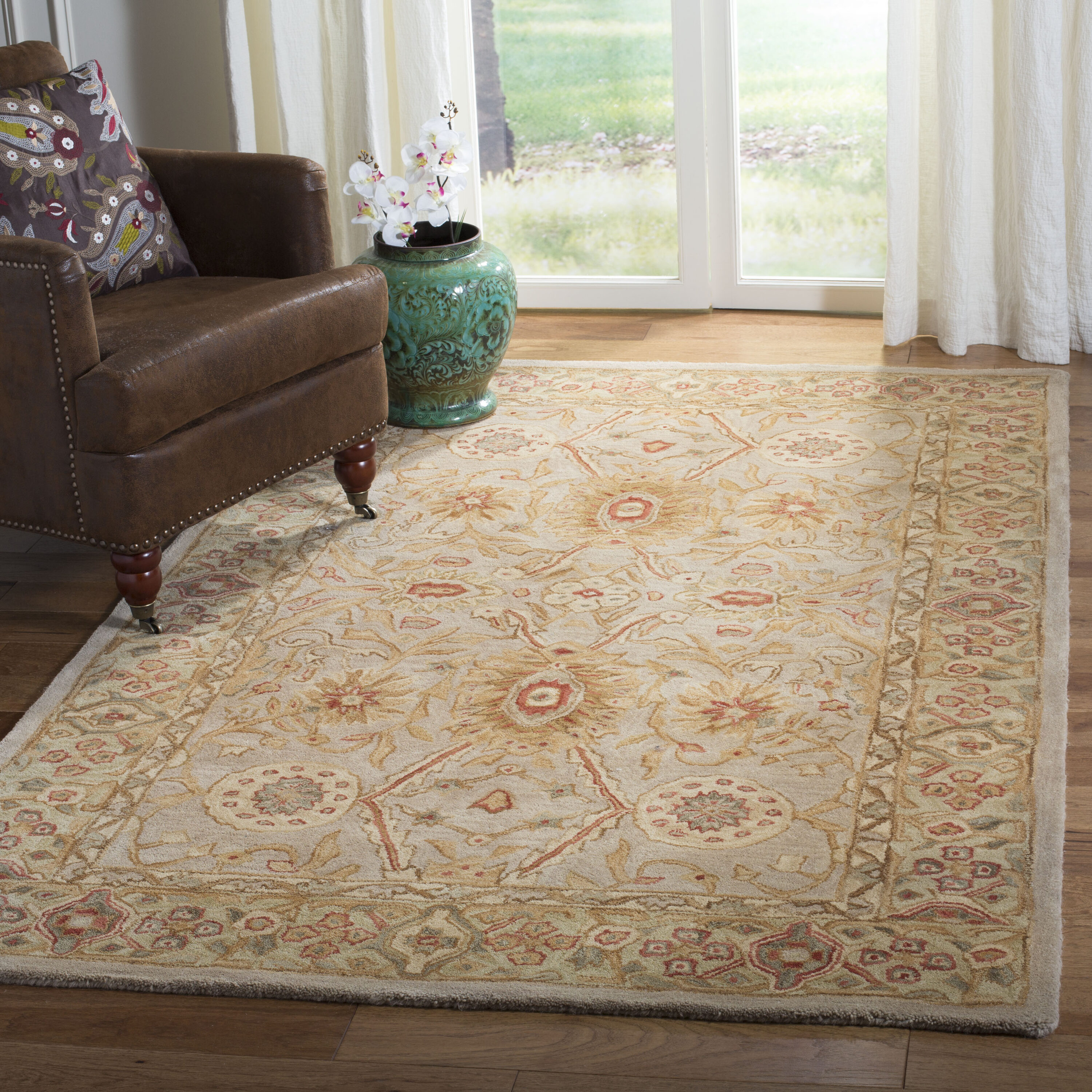  An516 Gray Beige/Sage Traditional 5ft x 8ft Medium Rectangle Rug