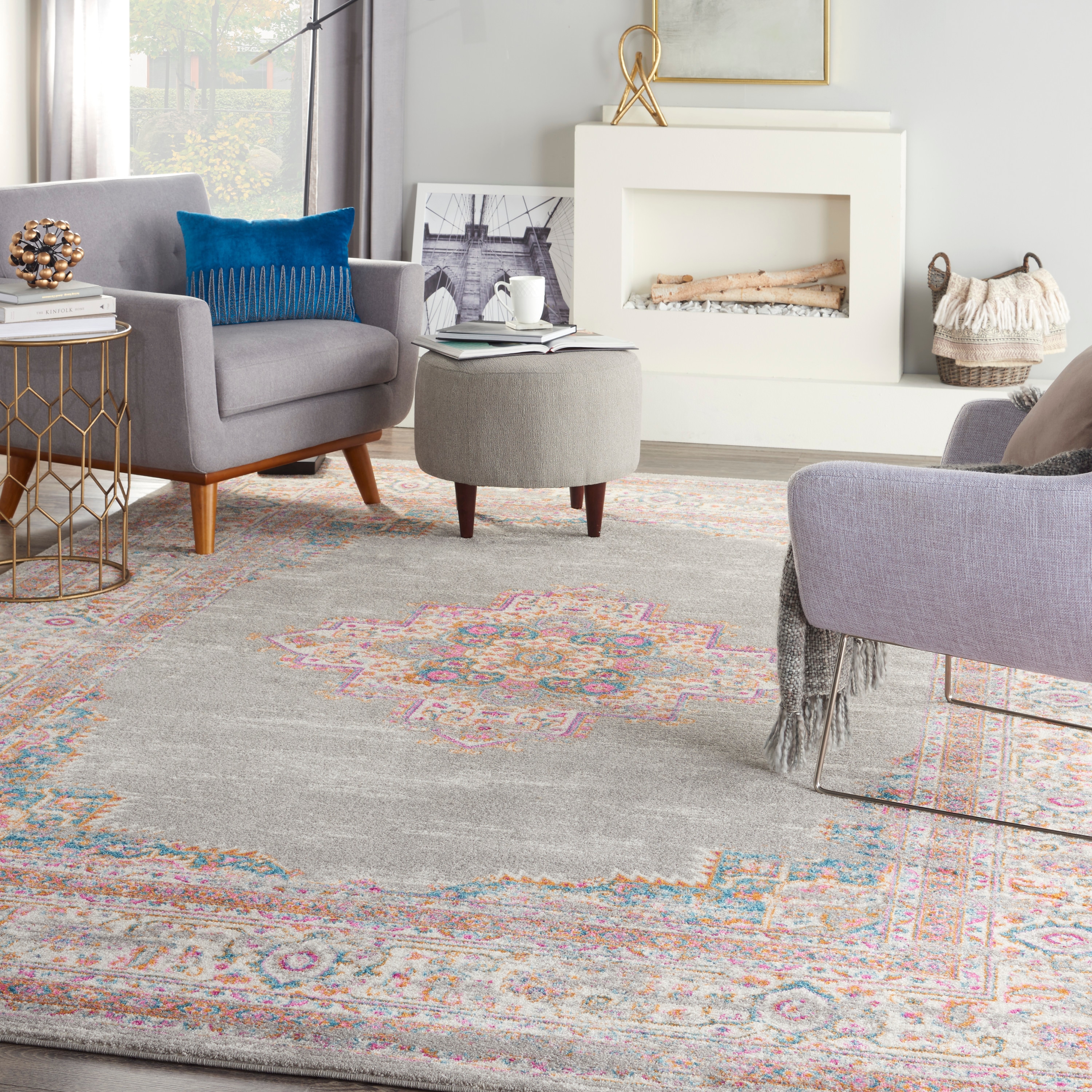 Nourison 99446397799 Passion 2 x 6 (ft) Loomed Polypropylene Grey Rectangular Indoor Abstract Area rug