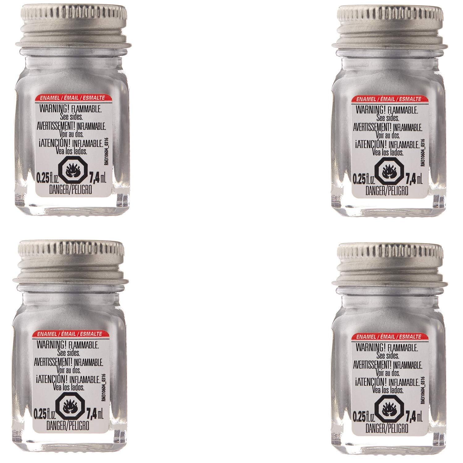 Testors  1146TT Enamel Paint Testor Metallic Silver 1/4-Ounce (4)