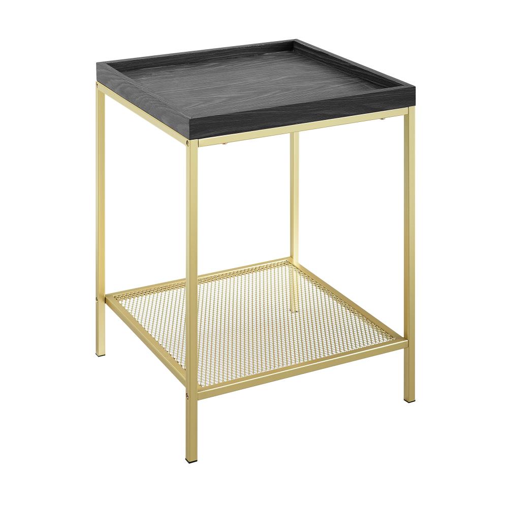 Walker Edison LWF18EMSTGRG 18-in W x 24-in H Graphite Composite Modern End Table with Storage Assembly Required