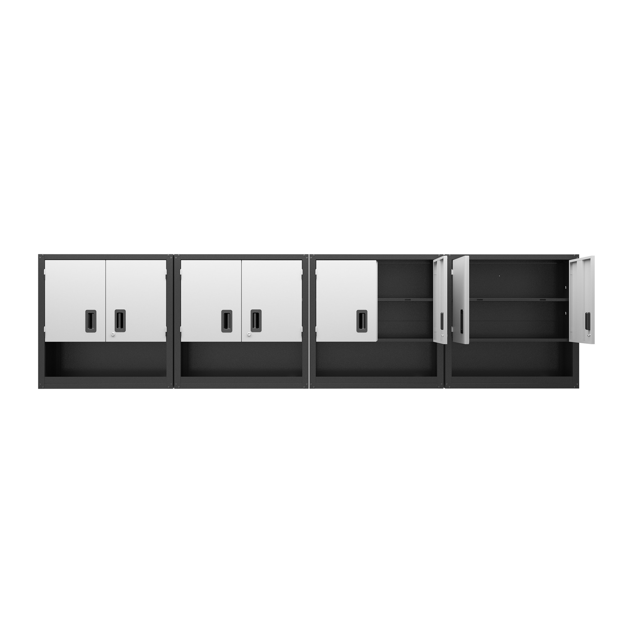 LOVMOR Set of 4 Garage Wall Metal Cabinet with Locking  Doors and Adjustable Shelf Floating Upper Storage Cabinet in Gray
