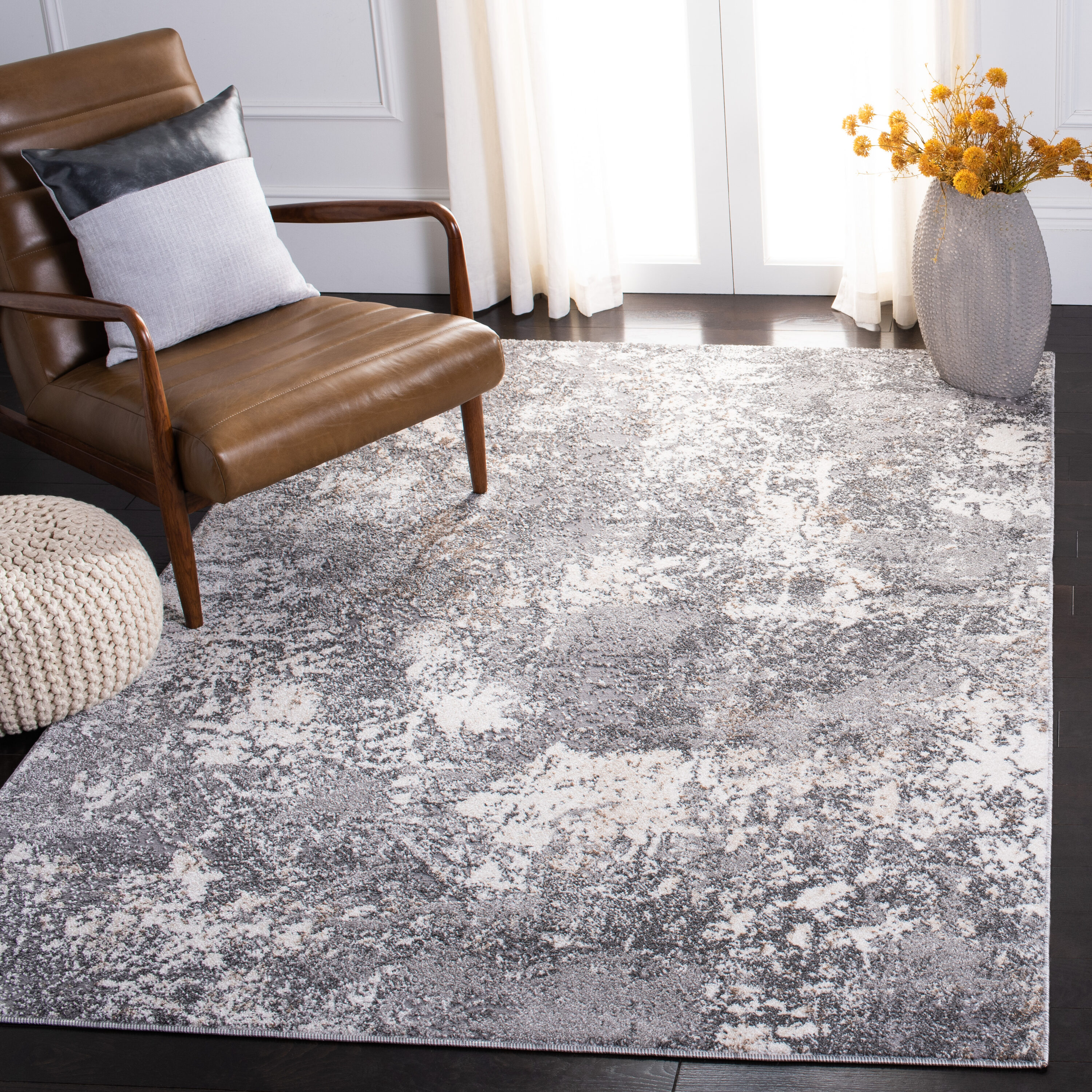 Aston 715F Light Grey/Grey 4ft x 6ft Small Rectangle Rug