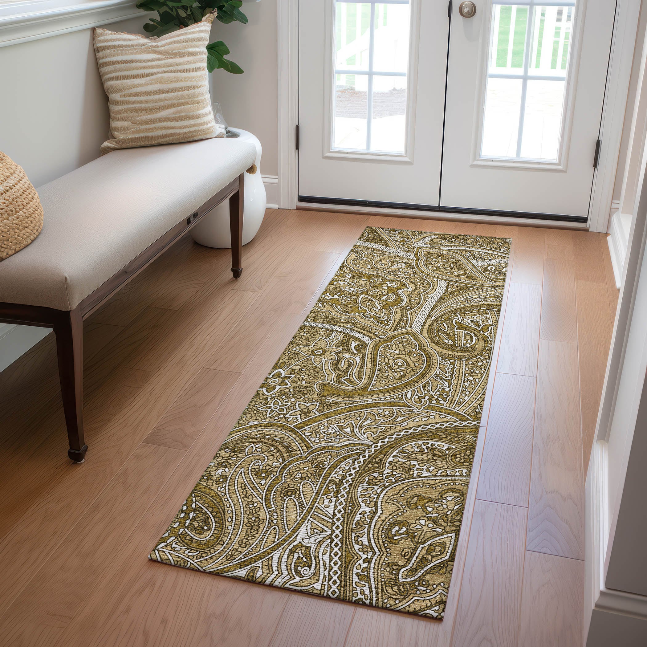 Addison Rugs ACN623BR2X8 Chantille ACN623BR 2 x 7 (ft) Polyester Brown Rectangular Indoor/Outdoor Geometric Machine washable Runner rug