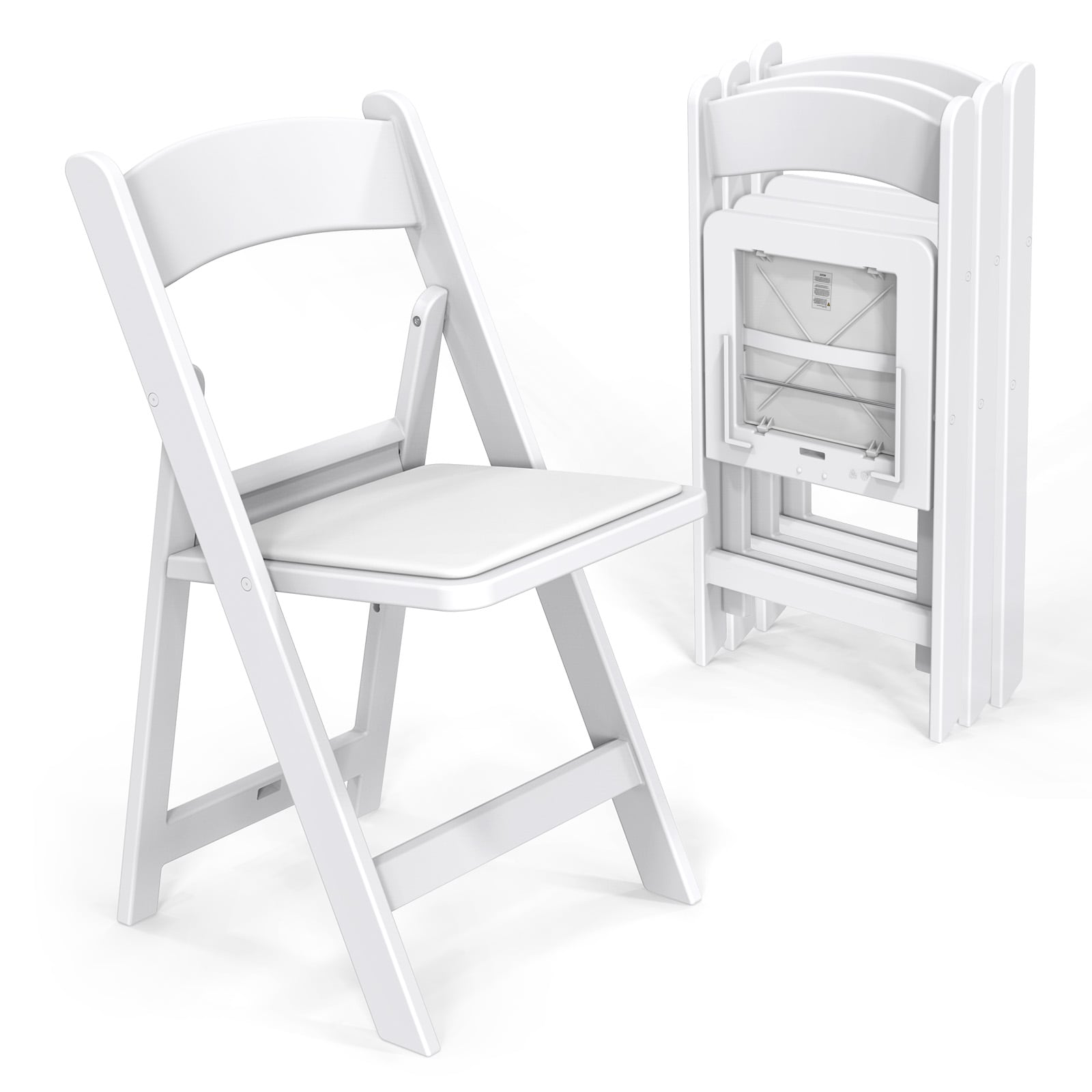VINGLI - 4 Pack Resin Folding Chairs with Cushion-Foldable Plastic Chair with Comfortable Padded ...