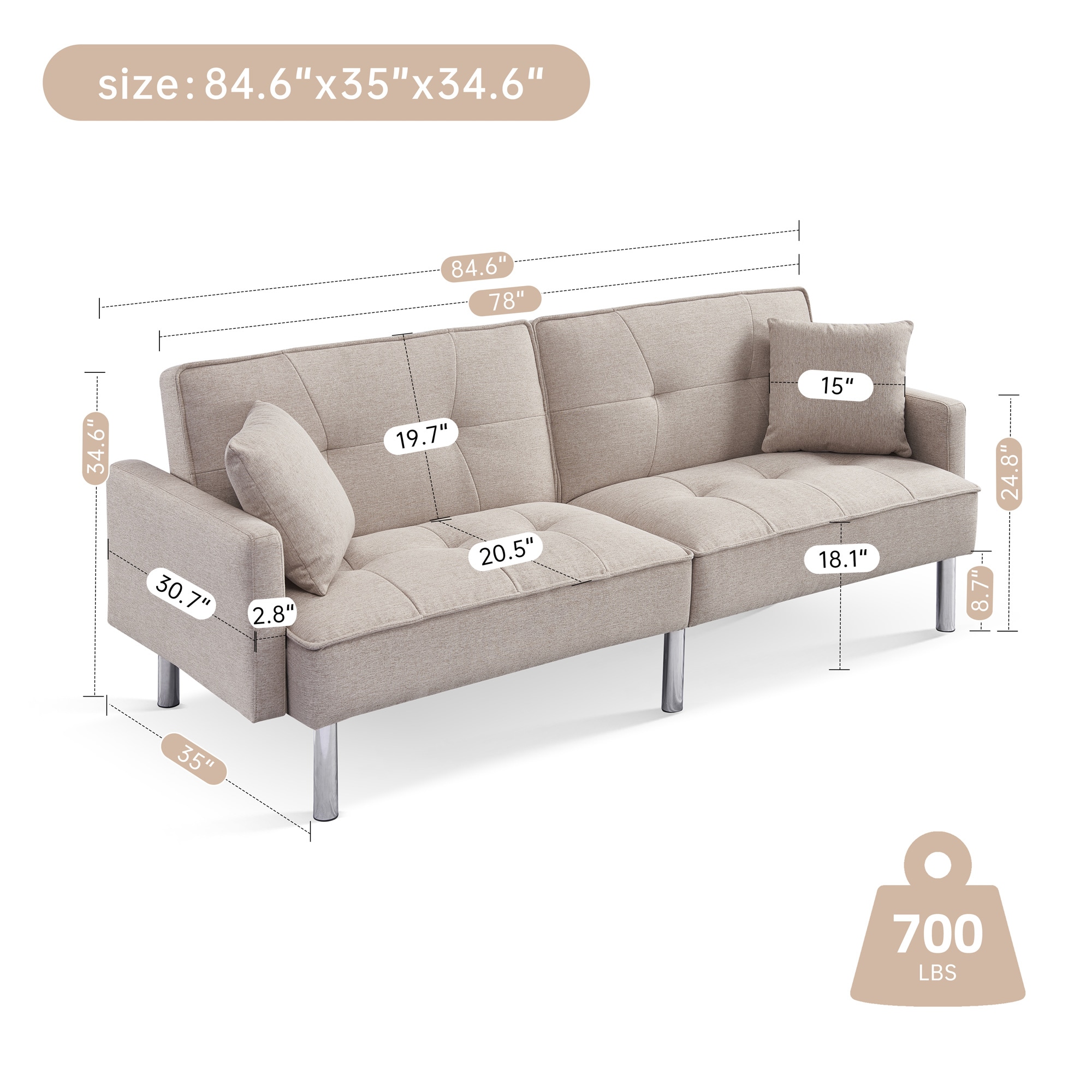 A Furniture Classics SS2864P-BGFT Sofas-Loveseats - View #3