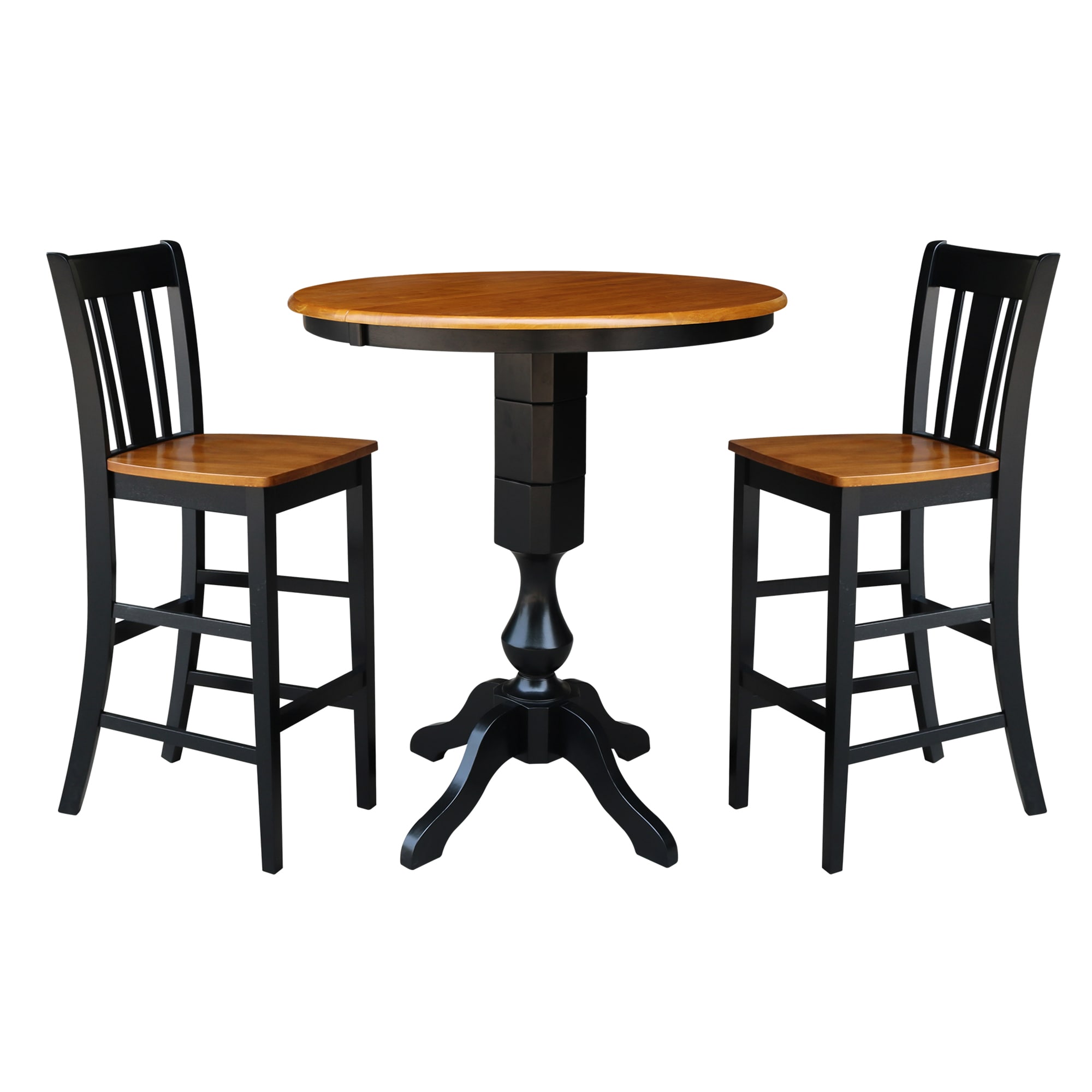 International Concepts K57-36RXT-11P-S103-2 Black/Cherry Traditional Dining Room Set with Round Table (Seats 2)