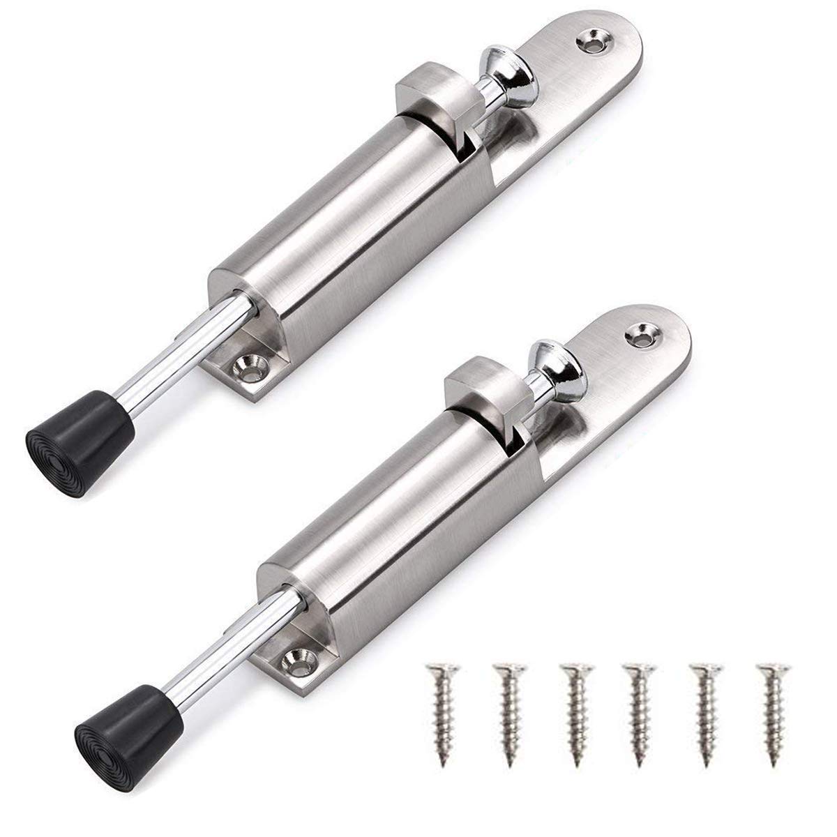 UUDULY  2 Pack Kickdown Door Stop Stainless Steel Adjustable Foot Operated Door Holder with Rubber Base for Secure Door Positioning