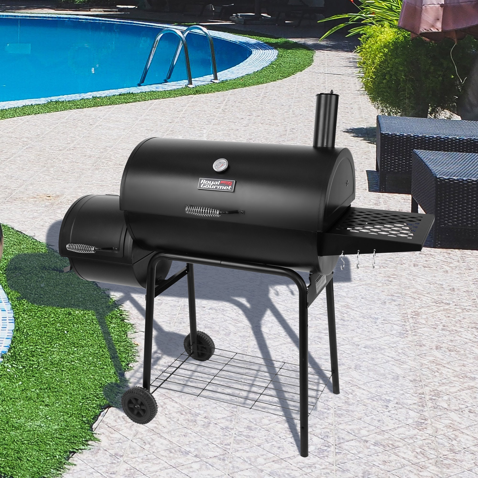 Royal Gourmet 26.7-in W Black Barrel Charcoal Grill In The Charcoal ...