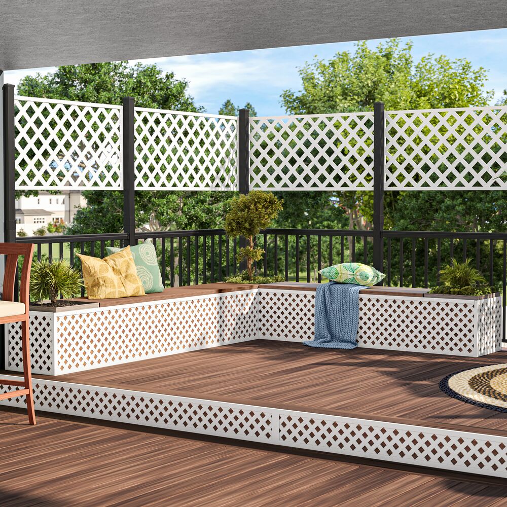 Style Selections 1 4 In X 48 In X 8 Ft White Vinyl Privacy Lattice In   64716222 