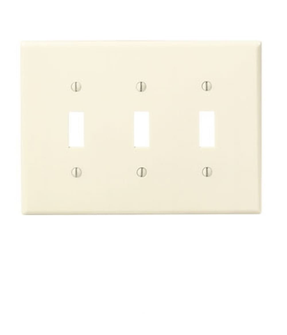 American Imaginations AI-35028 3 -Gang Standard Size Ivory Plastic Indoor Toggle Wall Plate