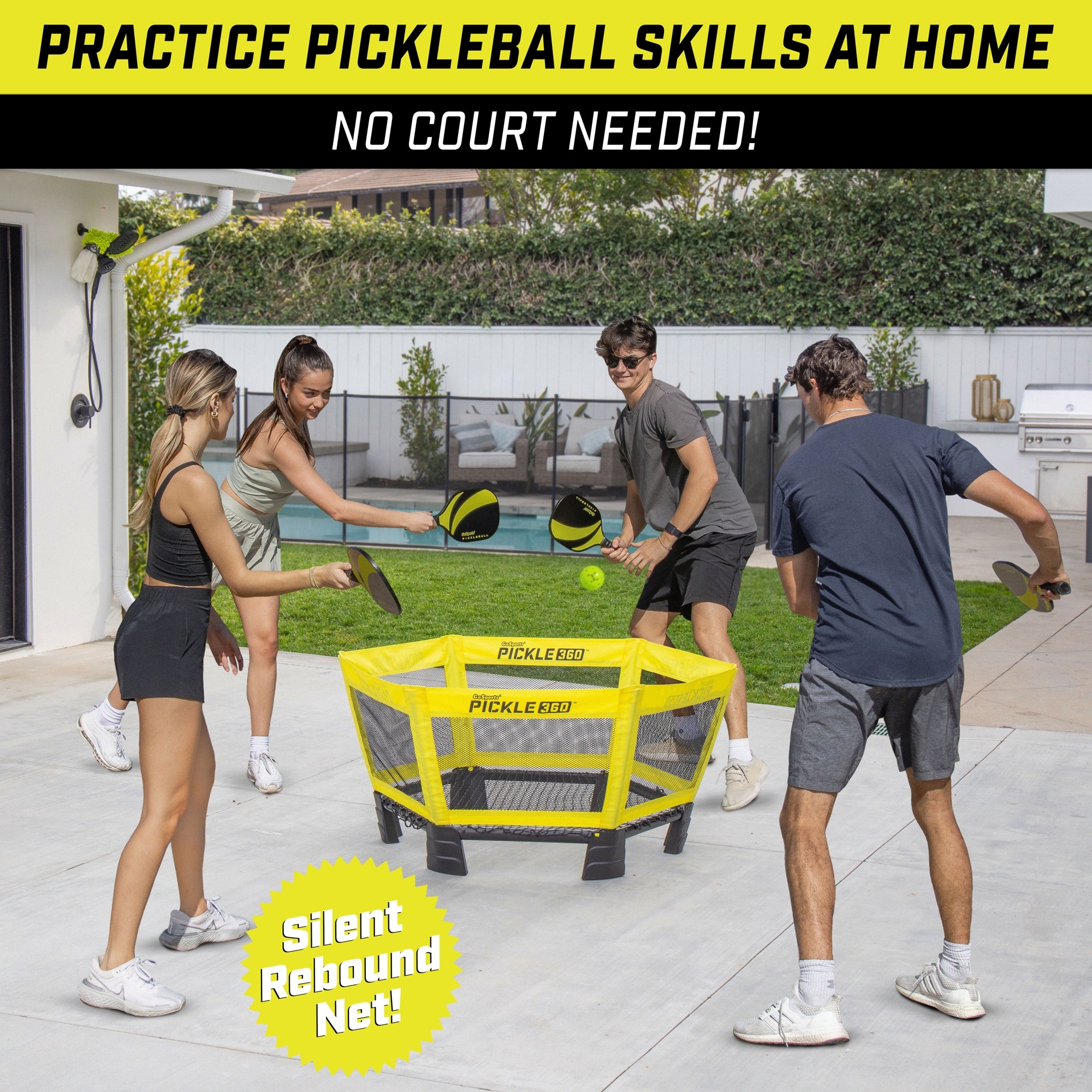 GoSports Pickle 360 Yellow and Black Paddle Ball Game Set