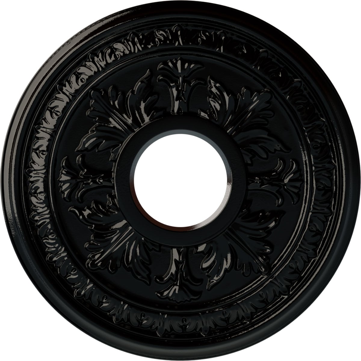 Ekena Millwork CM15BABPS Baltimore 15.375-in W x 15.375-in L Painted Black Pearl Polyurethane Whole Ceiling Medallion