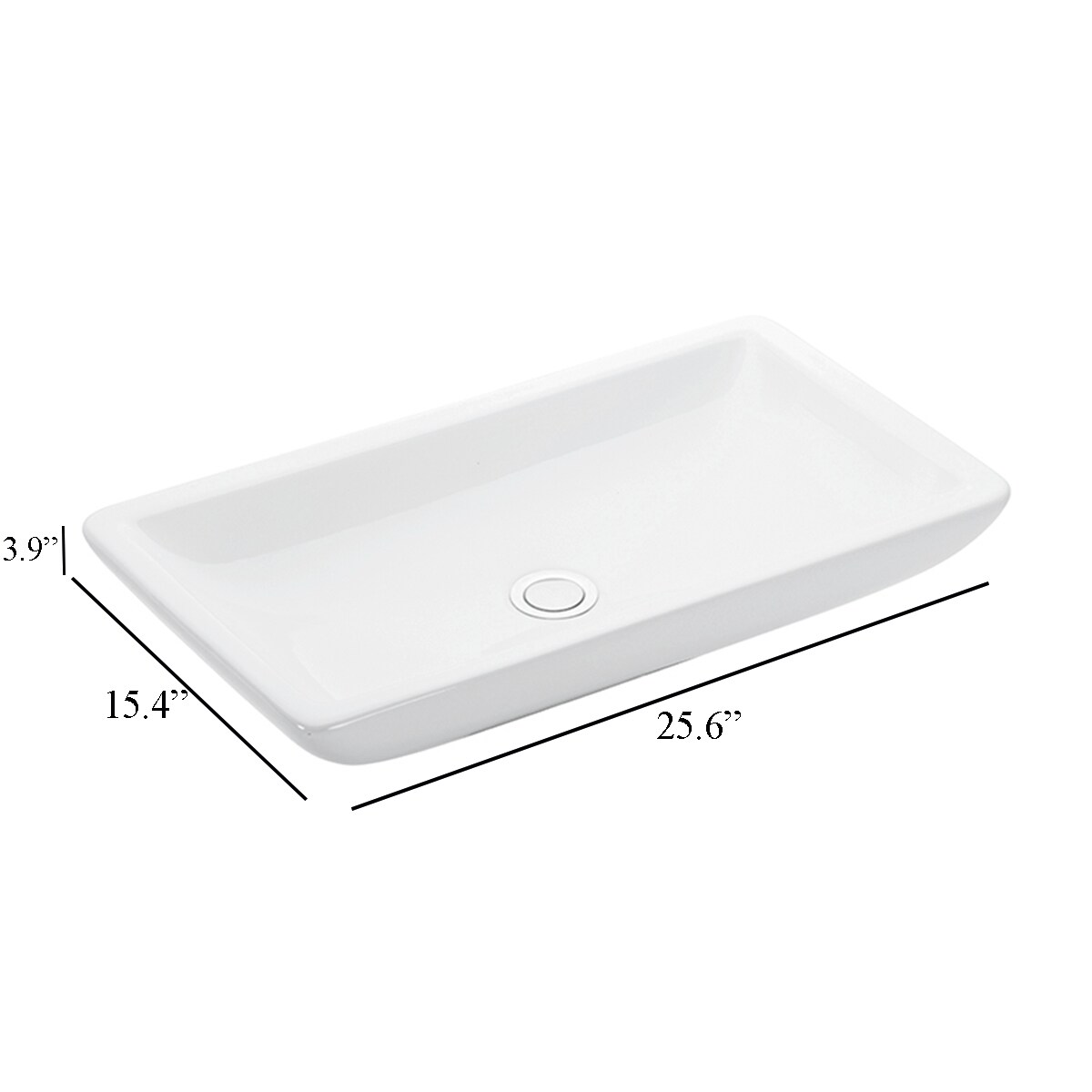 WS Bath Collections Touch Ceramic White Ceramic Vessel Rectangular ...