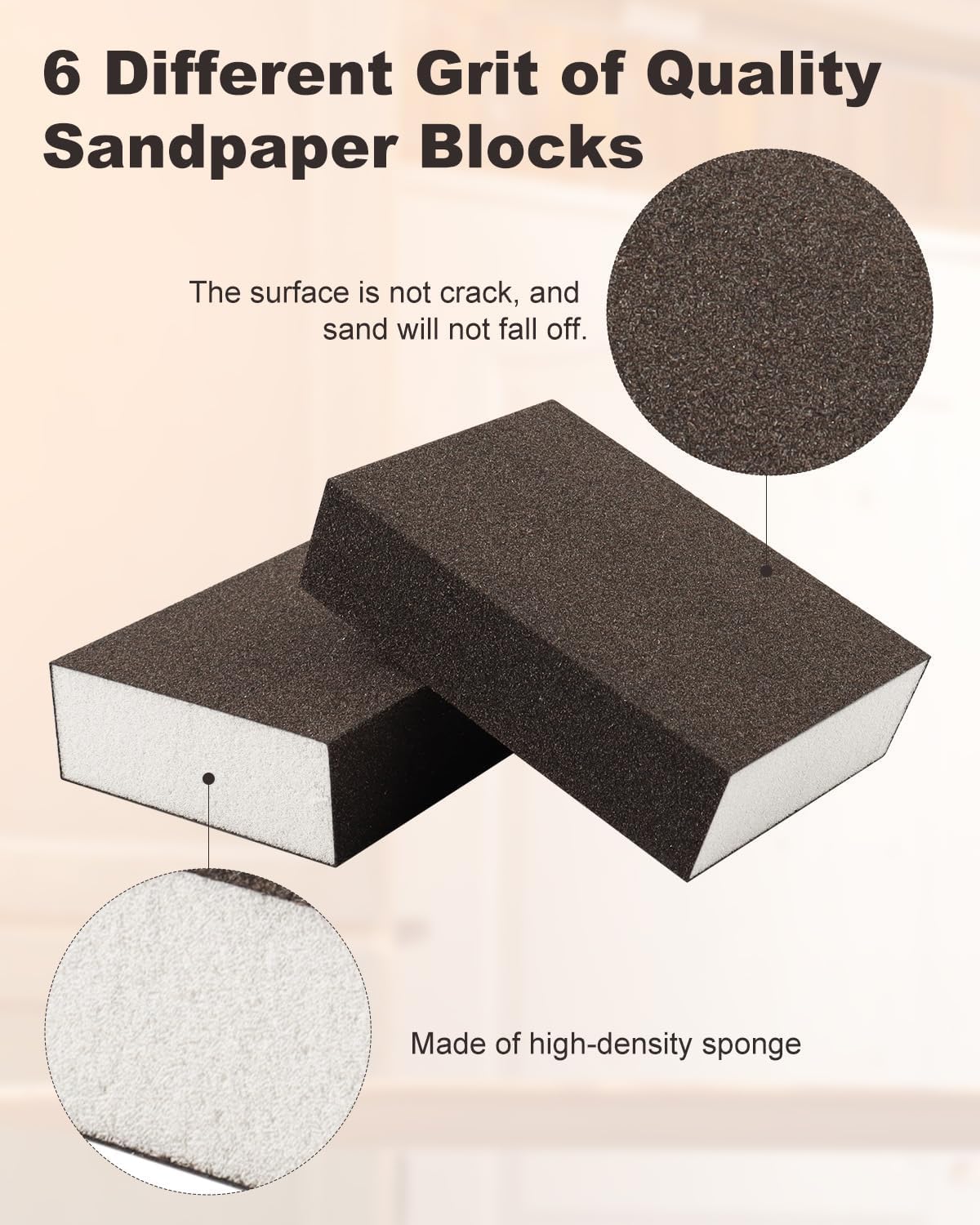 Etokfoks 60 Pack Sanding Blocks Washable Reusable Sponge Assorted Grits ...