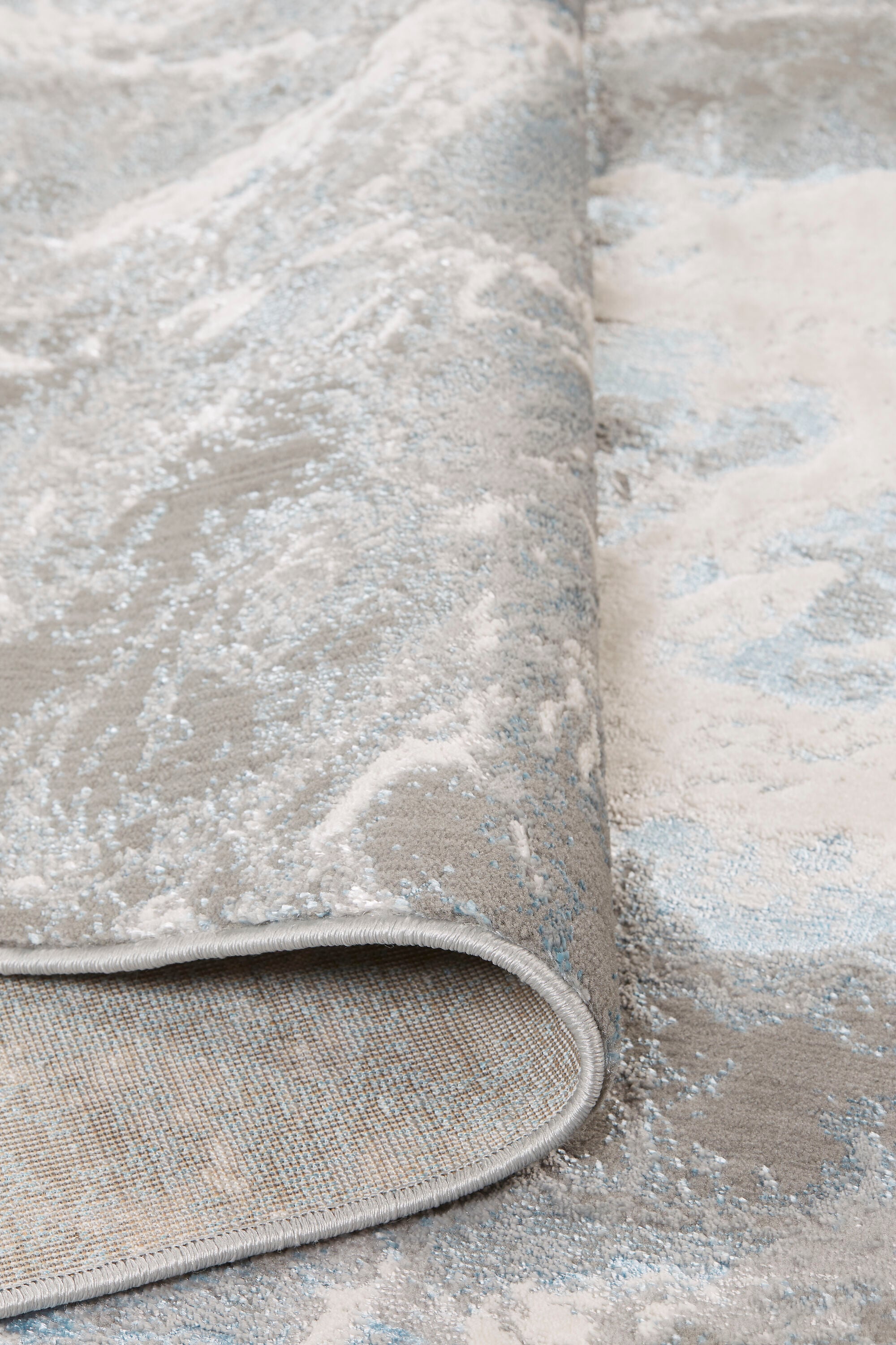 Azure Silver Gray and Blue Abstract Runner Rug 2'10" x 7'10"
