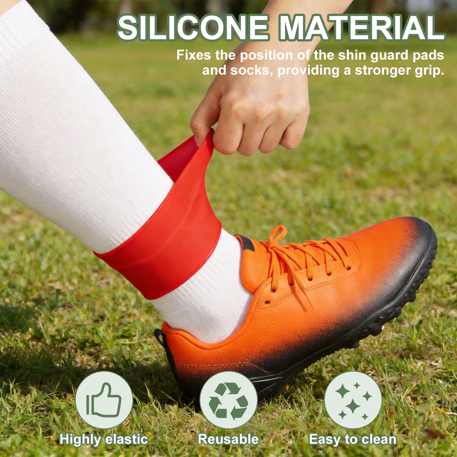 Unique Bargains 1 Pair Silicone Soccer Leg Bands Soft Non-Slip Shin ...