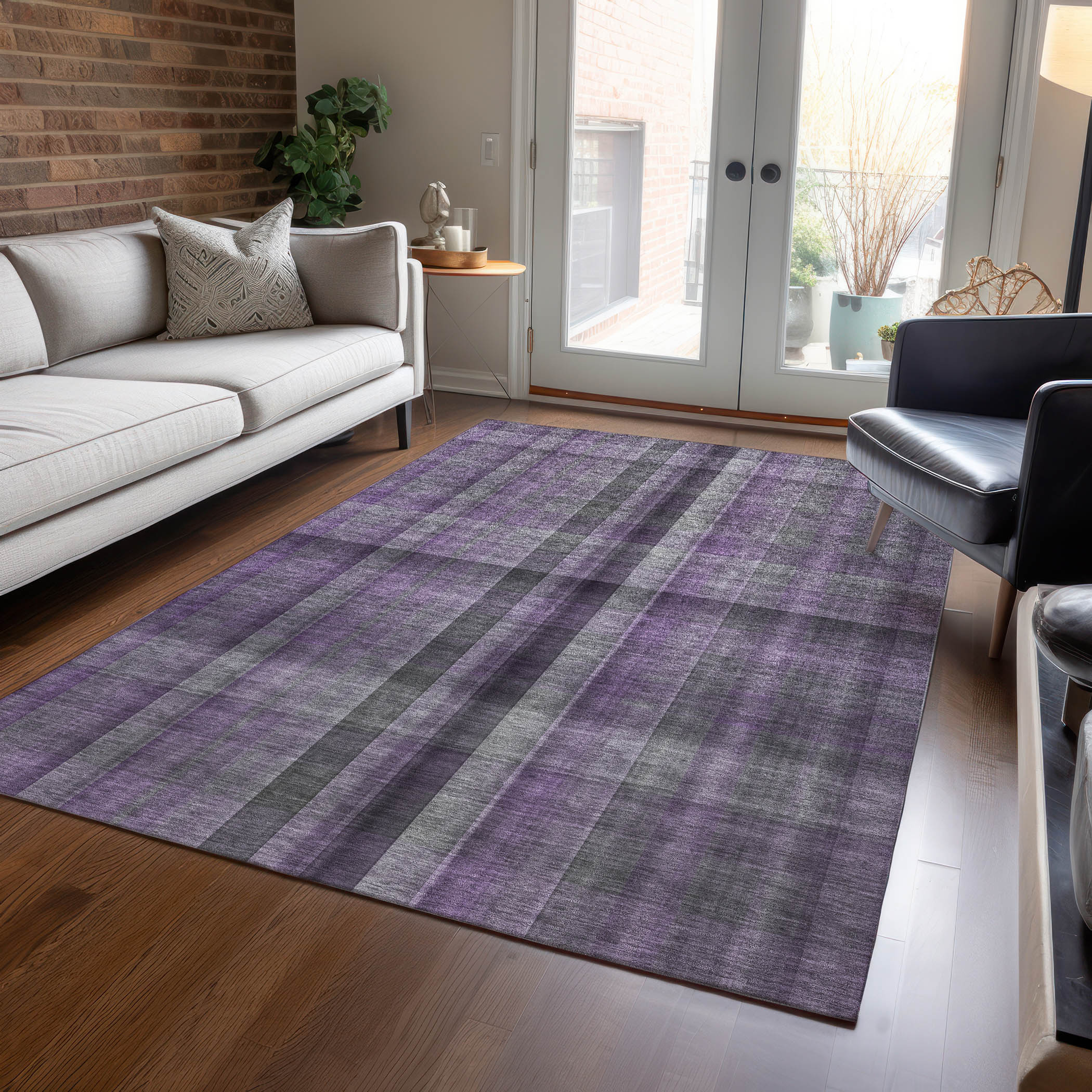 Addison Rugs ACN548PP10X14 Chantille ACN548PP 10 x 14 (ft) Polyester Purple Rectangular Indoor/Outdoor Abstract Machine washable Area rug