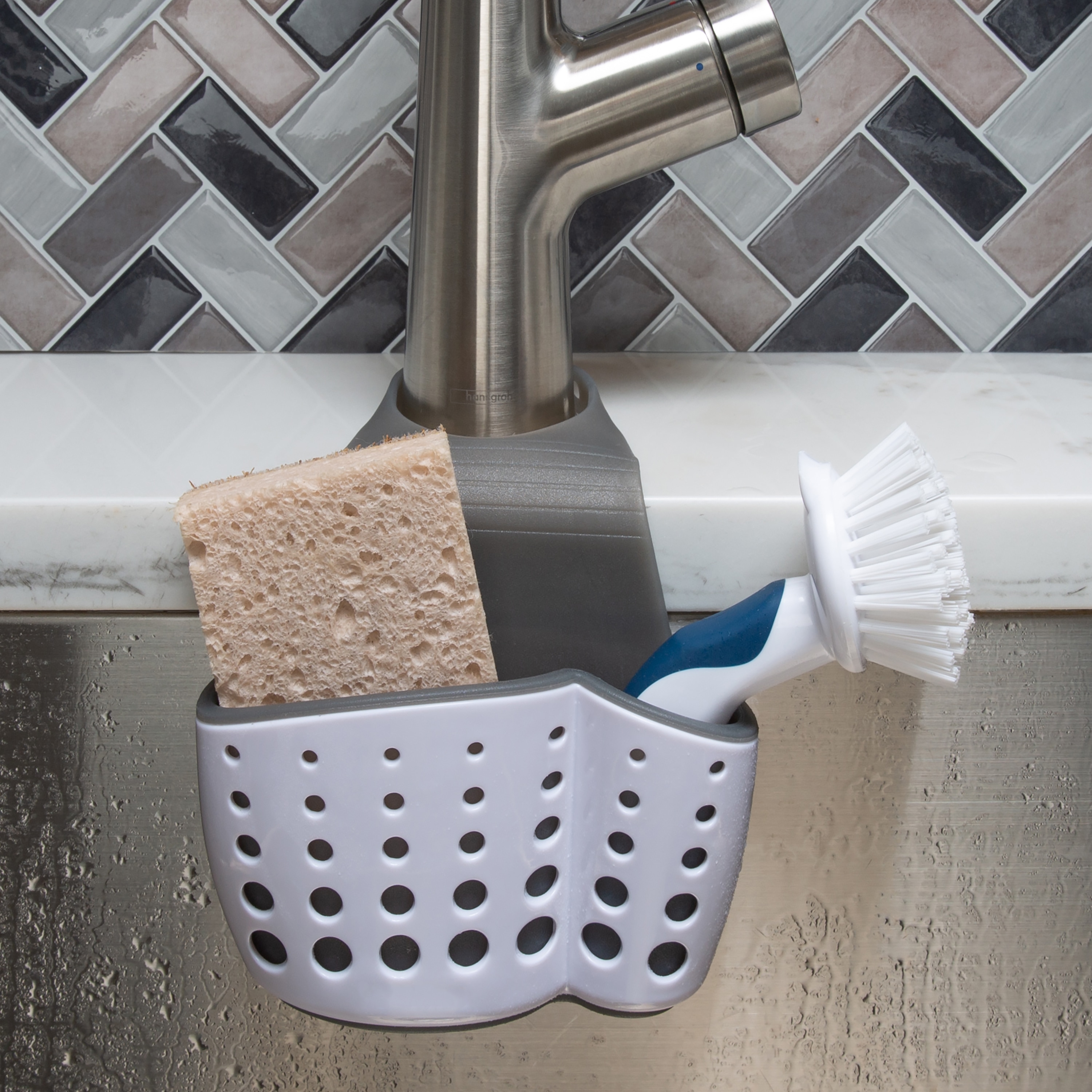 Kitchen Details 2-in-1 Sink Caddy - Hanging Plastic Sponge and